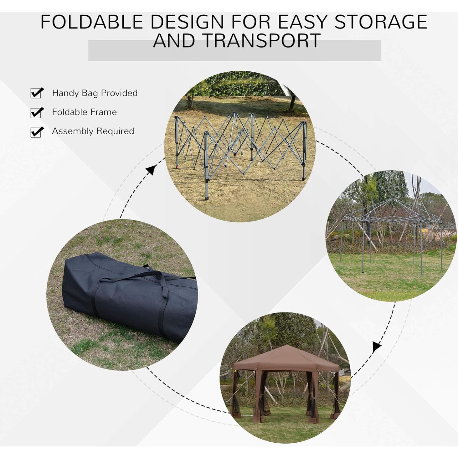 Carpa Plegable Outsunny 3.81x3.20m con Paredes de Malla