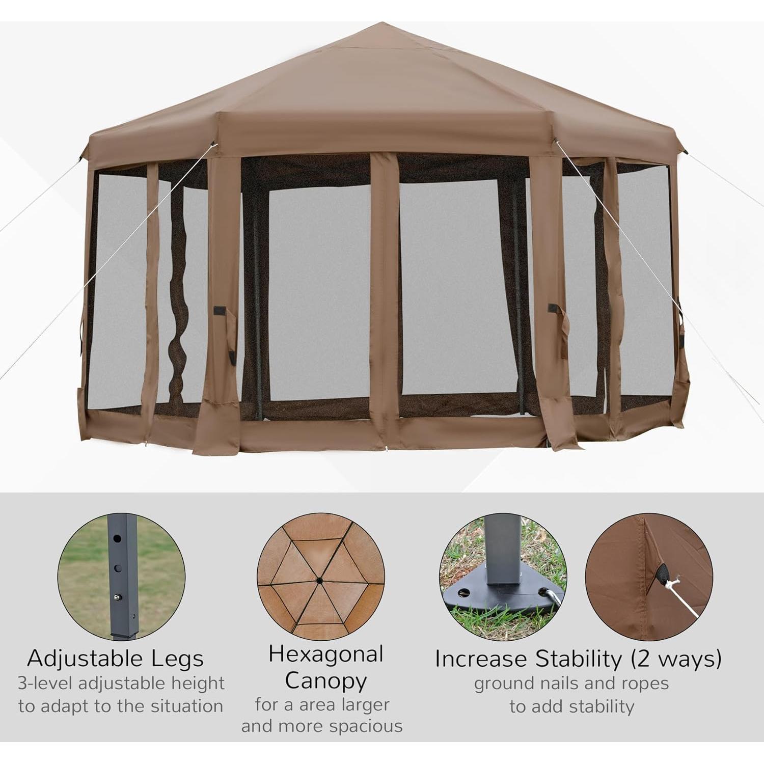 Carpa Plegable Outsunny 3.81x3.20m con Paredes de Malla