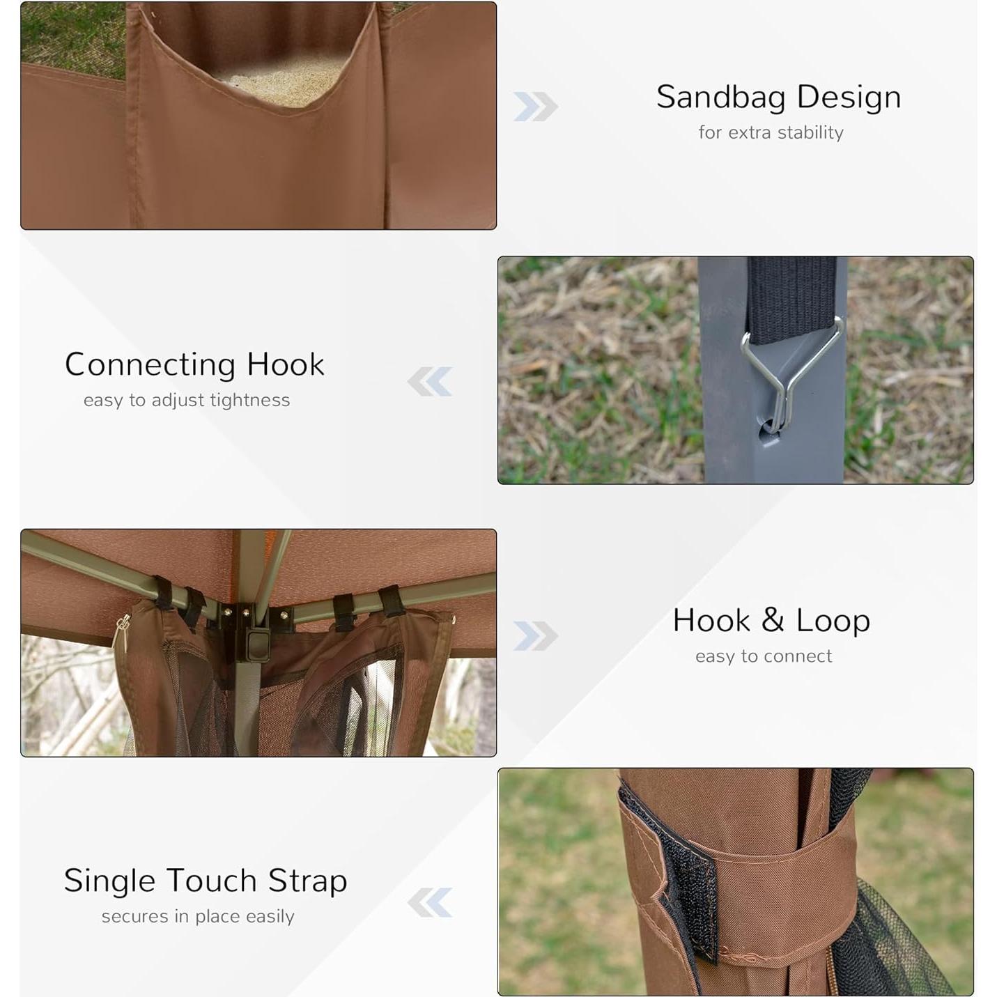 Carpa Plegable Outsunny 3.81x3.20m con Paredes de Malla