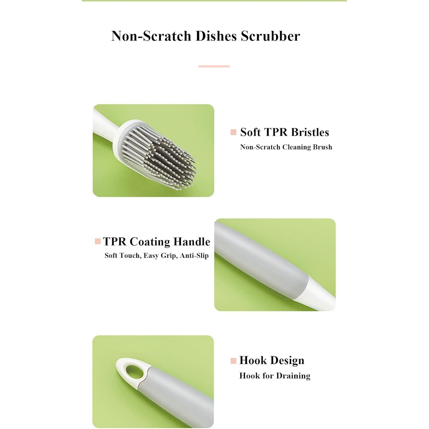 Cepillo de Silicona AMORBASE con Raspador para Platos y Verduras