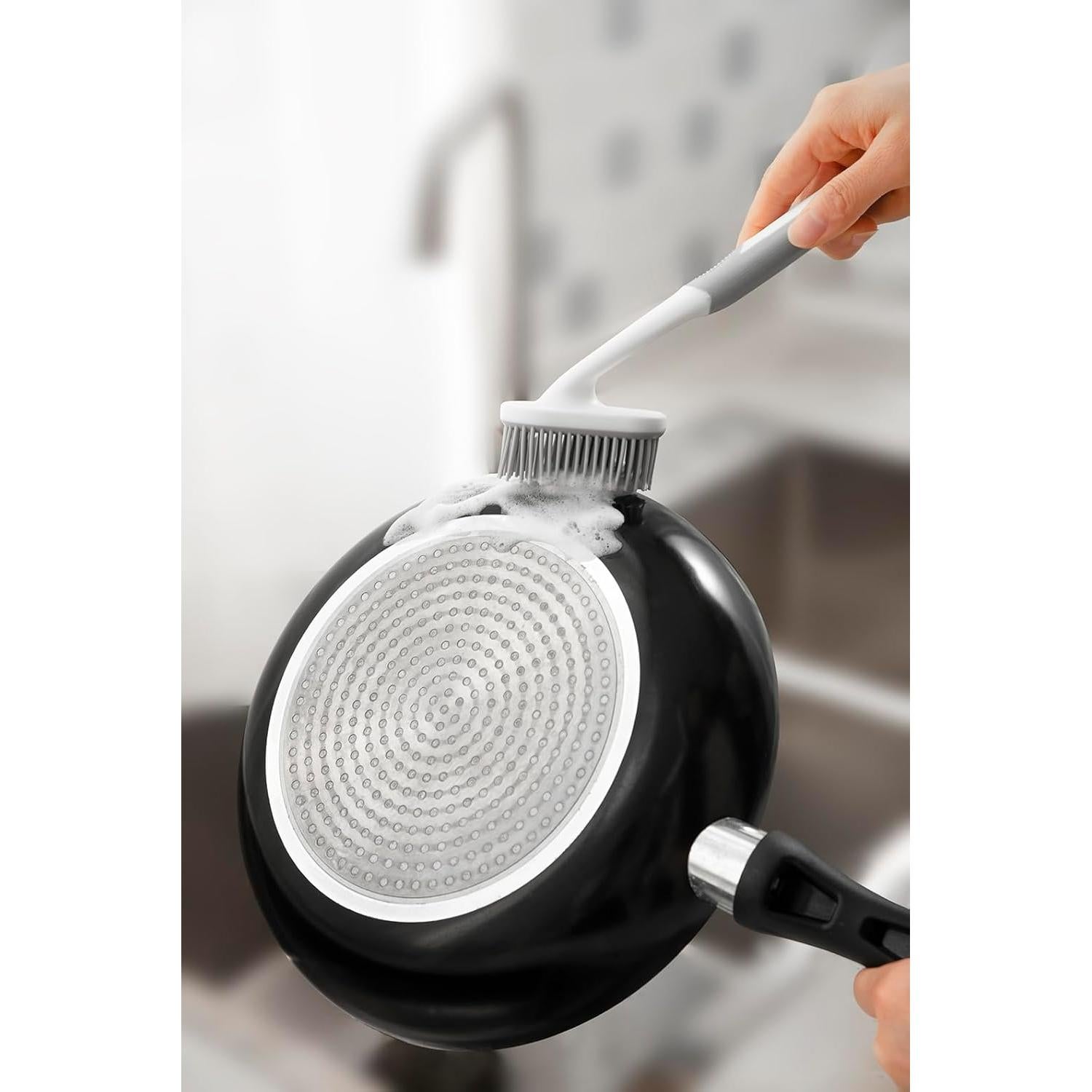 Cepillo de Silicona AMORBASE con Raspador para Platos y Verduras