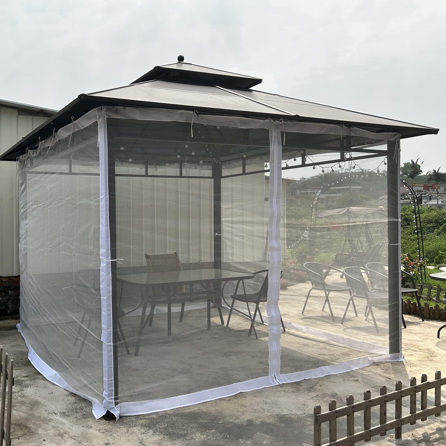 Mosquito Net for 10x10 Canopy Tent,Replacement Mosquito Netting for Gazebo Netting Screen Mosquito Screen Canopy for Camping for Patio Tent 10x10' (Mosquito Netting Only, White)