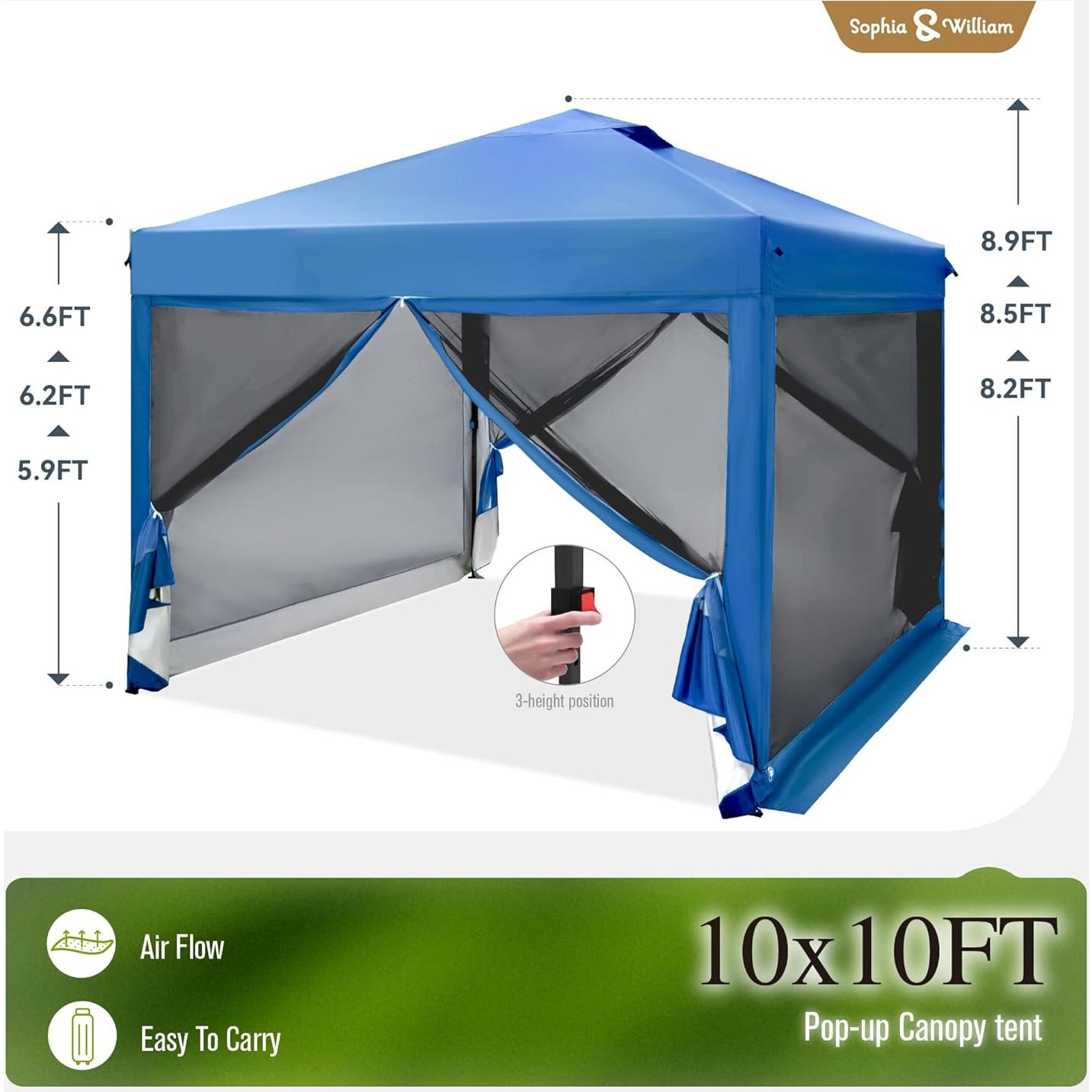 Carpa Plegable Sophia & William 3.05x3.05m con Malla Azul