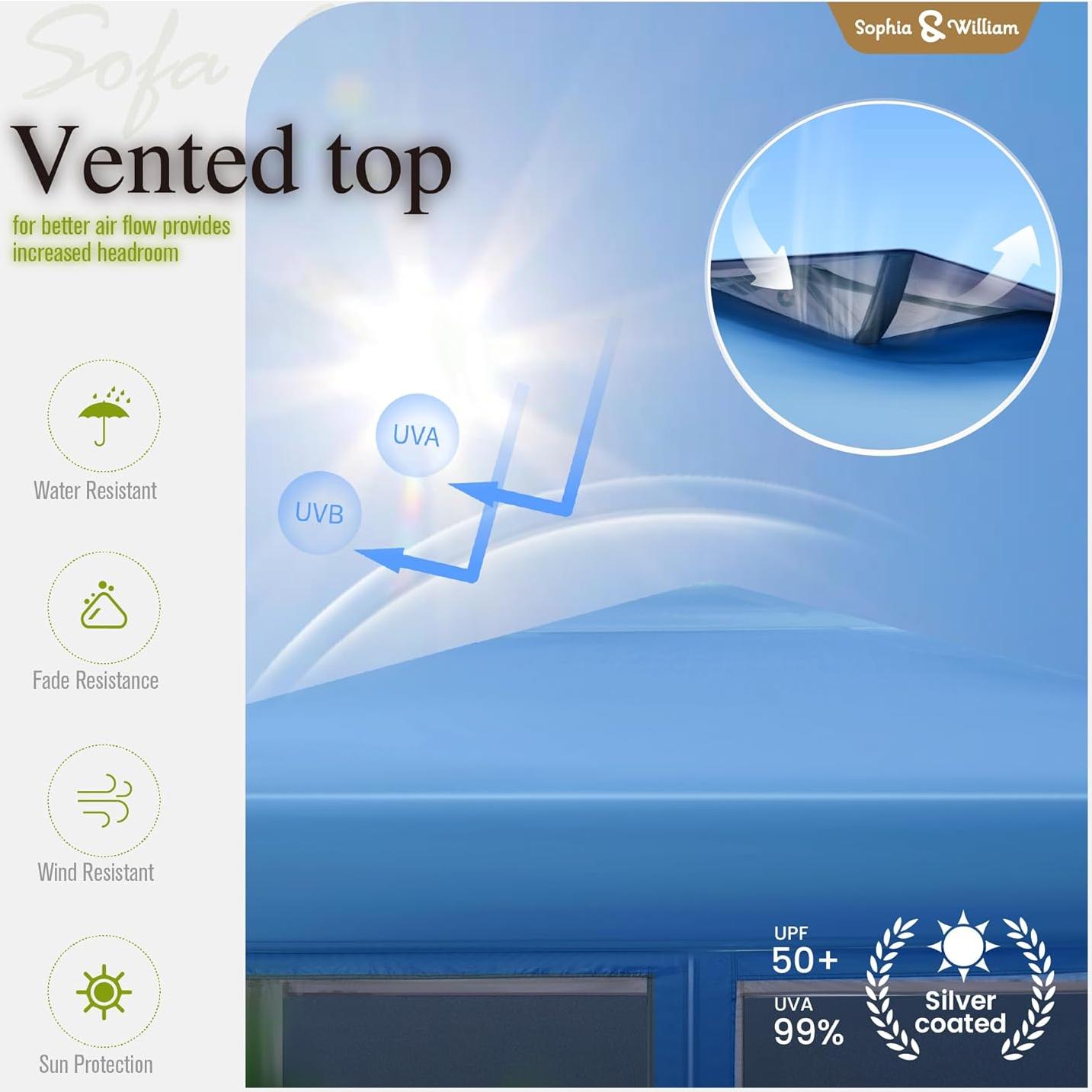 Carpa Plegable Sophia & William 3.05x3.05m con Malla Azul