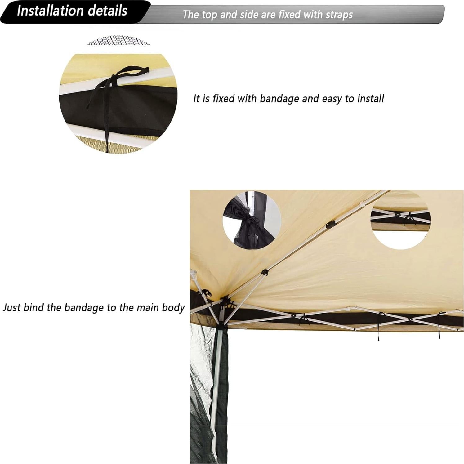 Mosquitero de Reemplazo SOOSPE-MZ para Gazebo 10x10 Negro