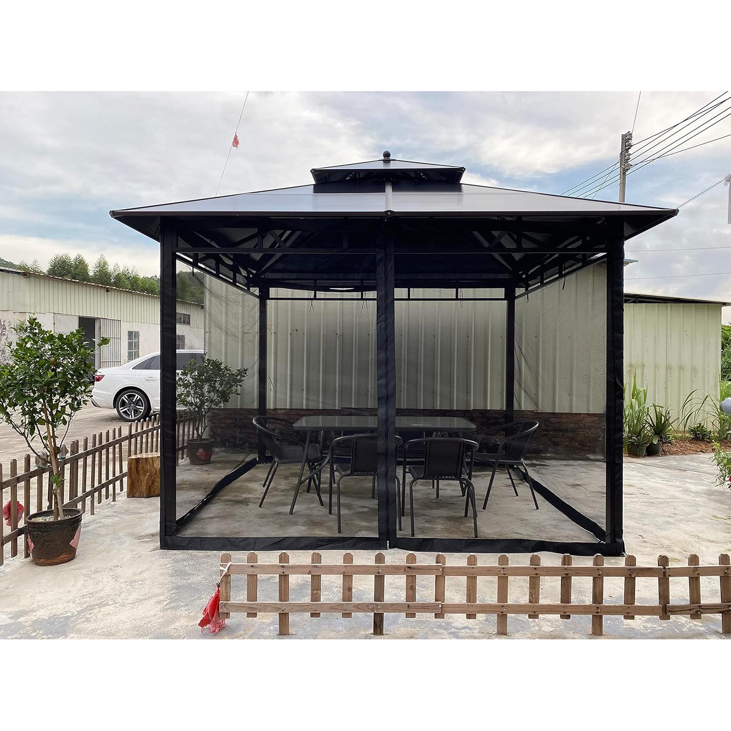 Mosquitero de Reemplazo SOOSPE-MZ para Gazebo 10x10 Negro