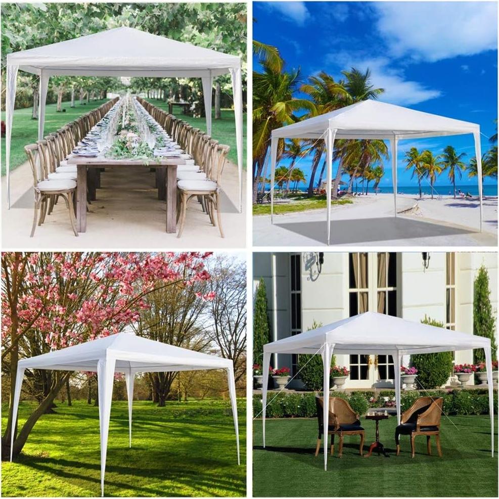 Outdoor Canopy Tent Camping Gazebo Storage Shelter with Spiral Tubes, for Party Wedding Events BBQ, White 10x10 FT