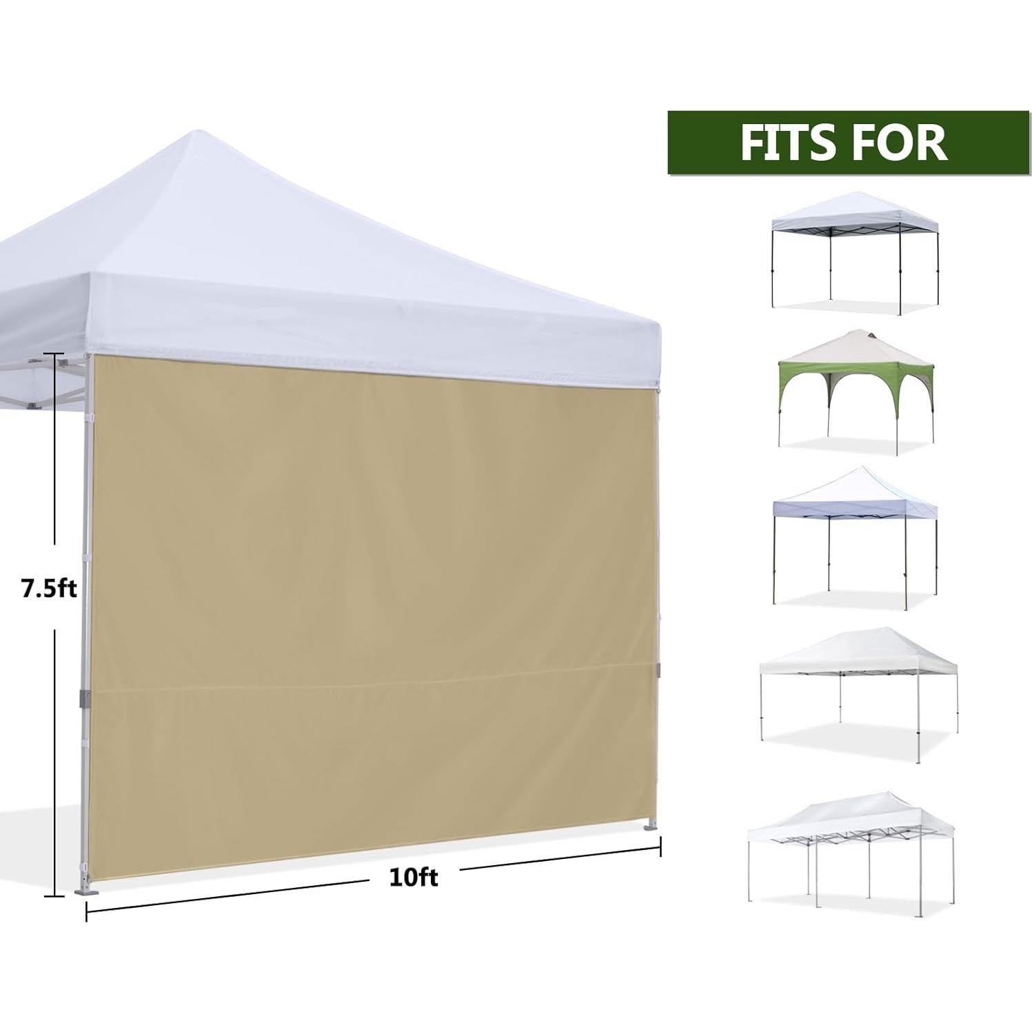 Canopy Tent Sidewall for 10x10 Pop Up Canopy, 3 Piece,Khaki