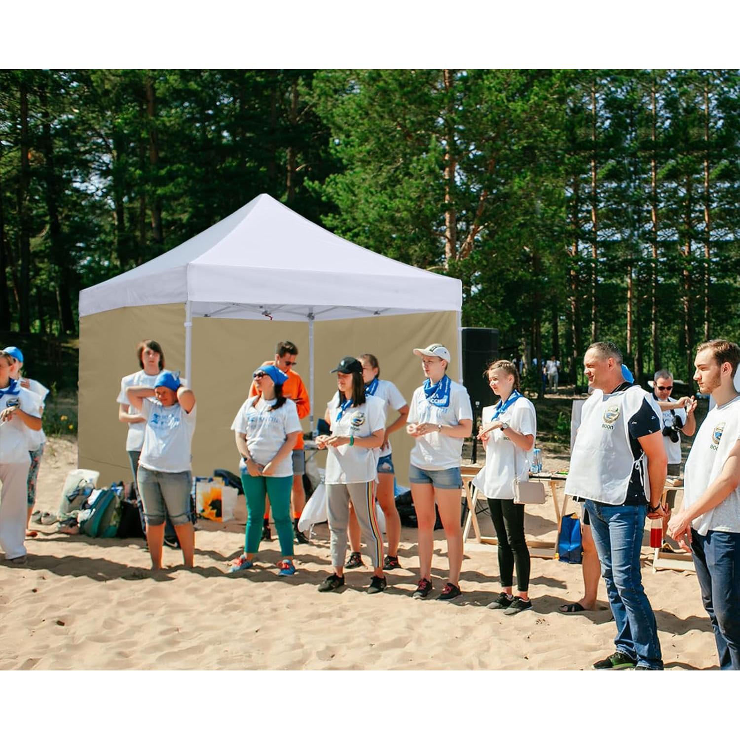 Canopy Tent Sidewall for 10x10 Pop Up Canopy, 3 Piece,Khaki