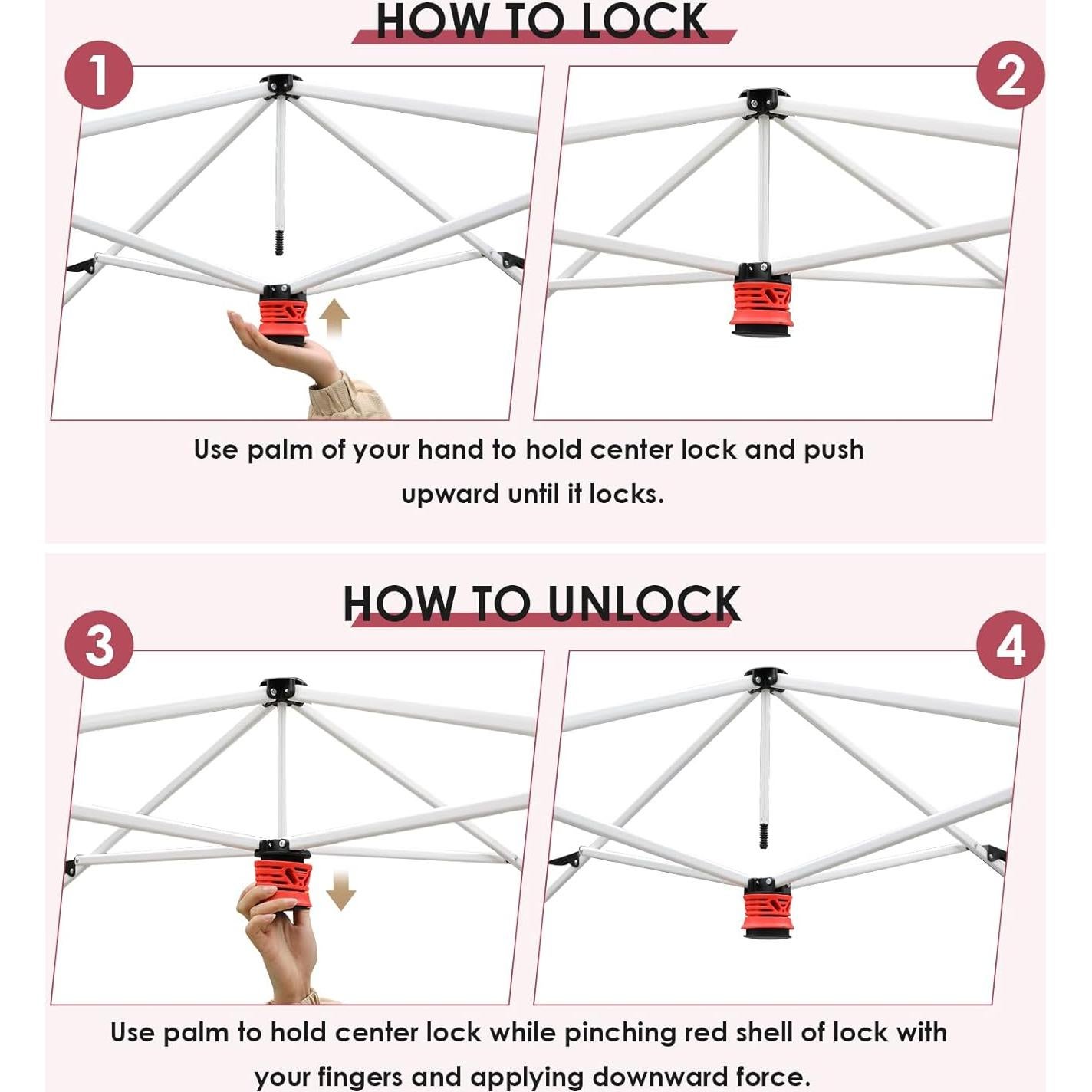 MAMIZO 11ft Pop Up Gazebo, Outdoor Instant Canopy Tent w/4 Netting Sidewall & Auto Extending Eave, Patio Gazebos Shelter w/Mesh Wall, Center Lock, Wheeled Bag for Garden, Yard (Red, 11X11FT)