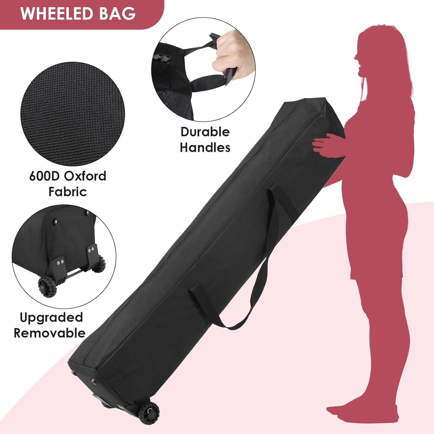 MAMIZO 11ft Pop Up Gazebo, Outdoor Instant Canopy Tent w/4 Netting Sidewall & Auto Extending Eave, Patio Gazebos Shelter w/Mesh Wall, Center Lock, Wheeled Bag for Garden, Yard (Red, 11X11FT)