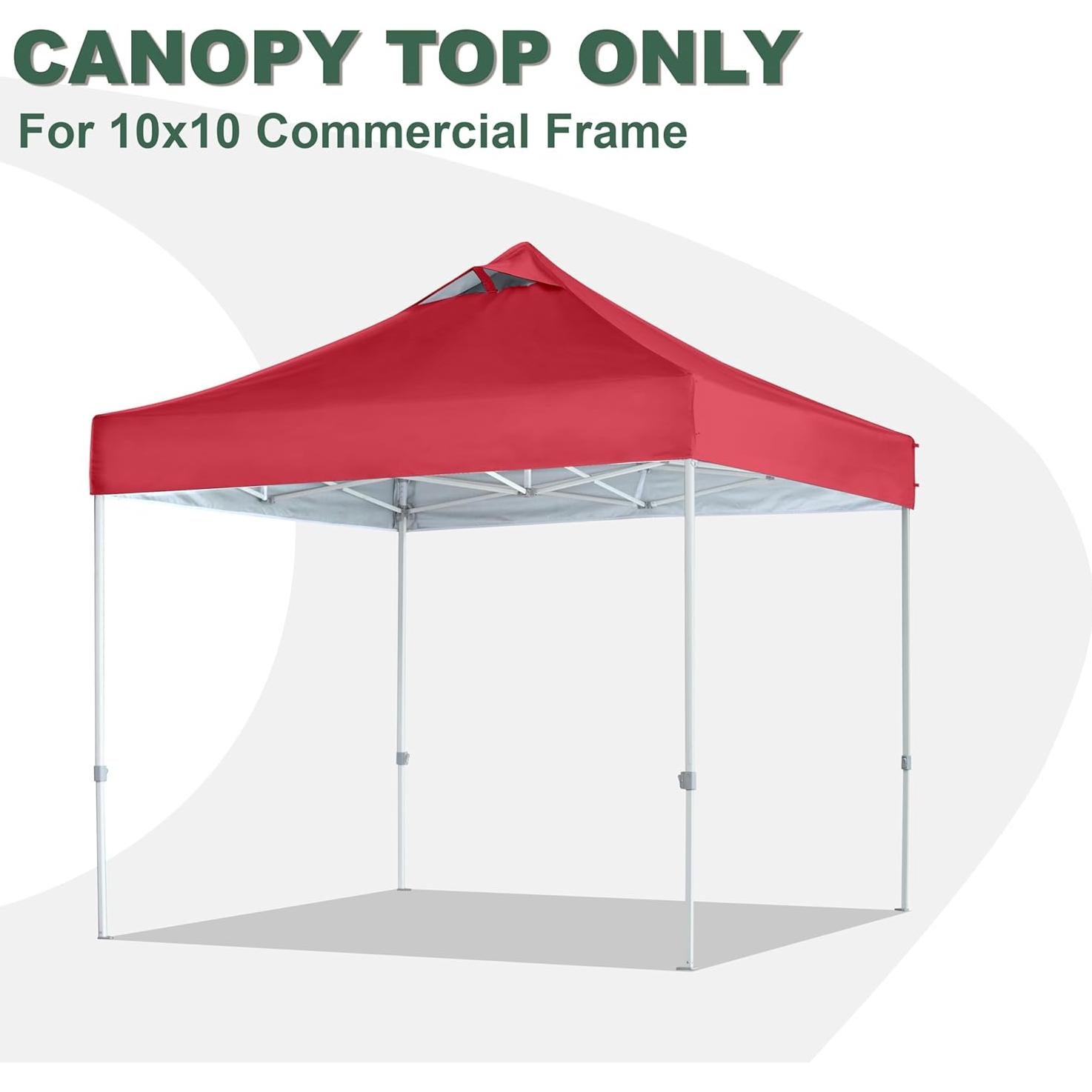 Red Commercial Replacement Canopy Top for 10x10 Straight Leg Pop Up Canopy Tent with Air Vent