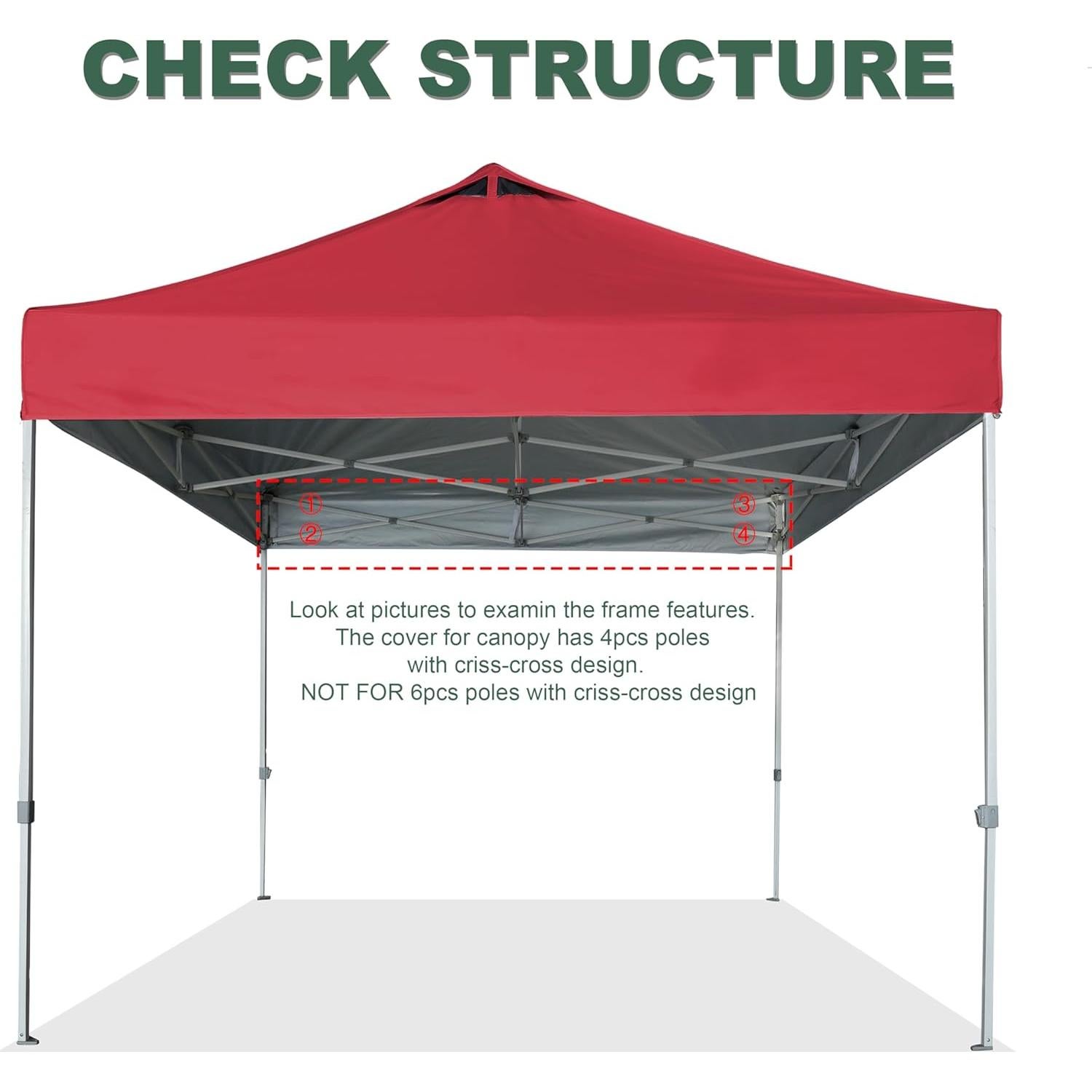 Red Commercial Replacement Canopy Top for 10x10 Straight Leg Pop Up Canopy Tent with Air Vent