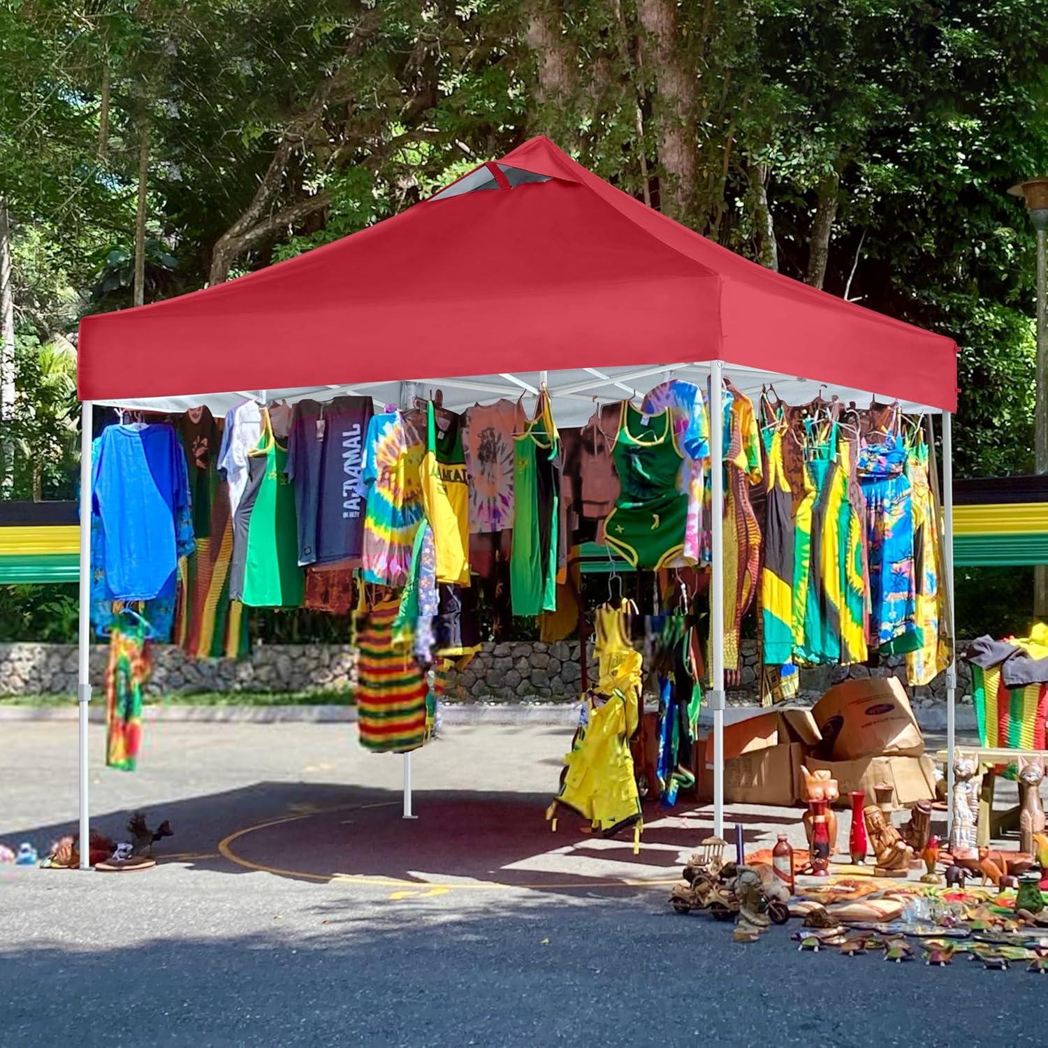 Red Commercial Replacement Canopy Top for 10x10 Straight Leg Pop Up Canopy Tent with Air Vent