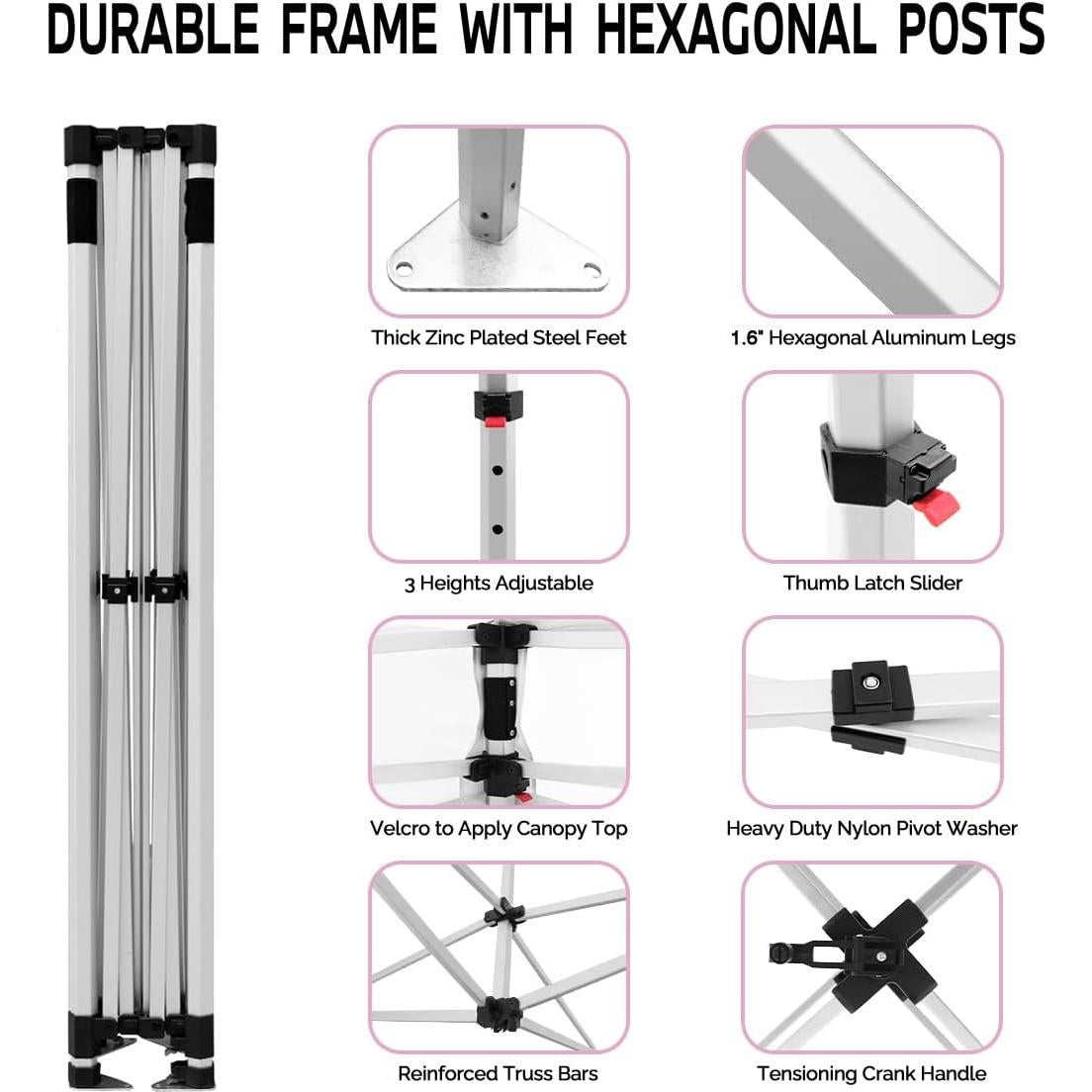 Custom Canopy Tent 10x10 with Logo, Personalized Pop Up Canopy Tent with Optional Walls for Business Events, Trade Shows, Farmers Market, Roller Bag Included(Demo ICE Cream)