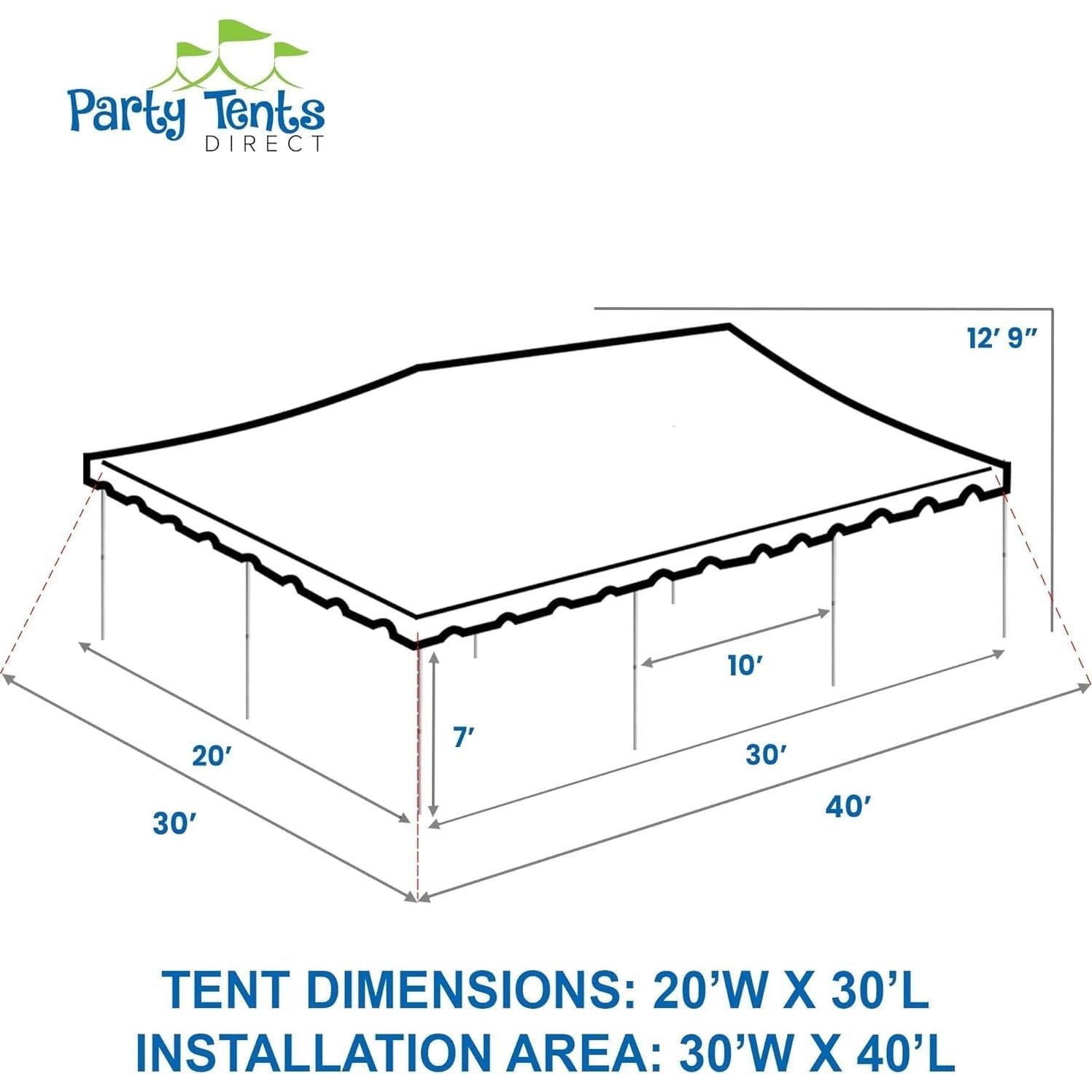 Party Tents Direct 20'x30' Canopy Tent, Weekender Canopy Pole Tent, Easy Up with Heavy Duty PVC White Top, 120 Person Capacity, Outdoor Canopies, Tents for Parties, Weddings & Events