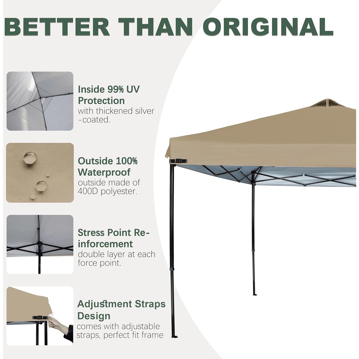 Cubierta de Reemplazo Canopy JANCANOPY 10x10 Caqui con Ventilación