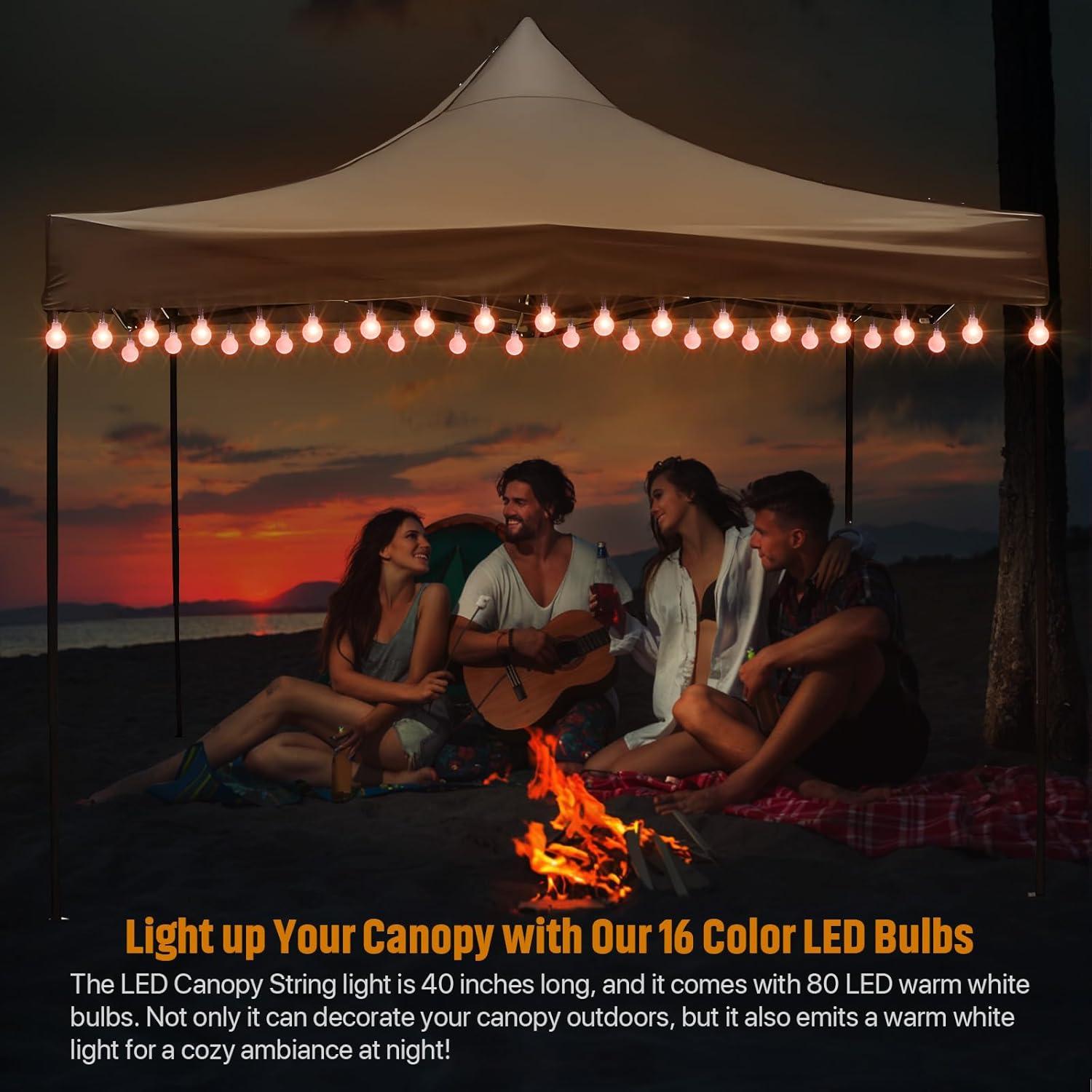 Luces de Canopy LED Eliteemo 40 Pies 80 Bombillas 16 Colores