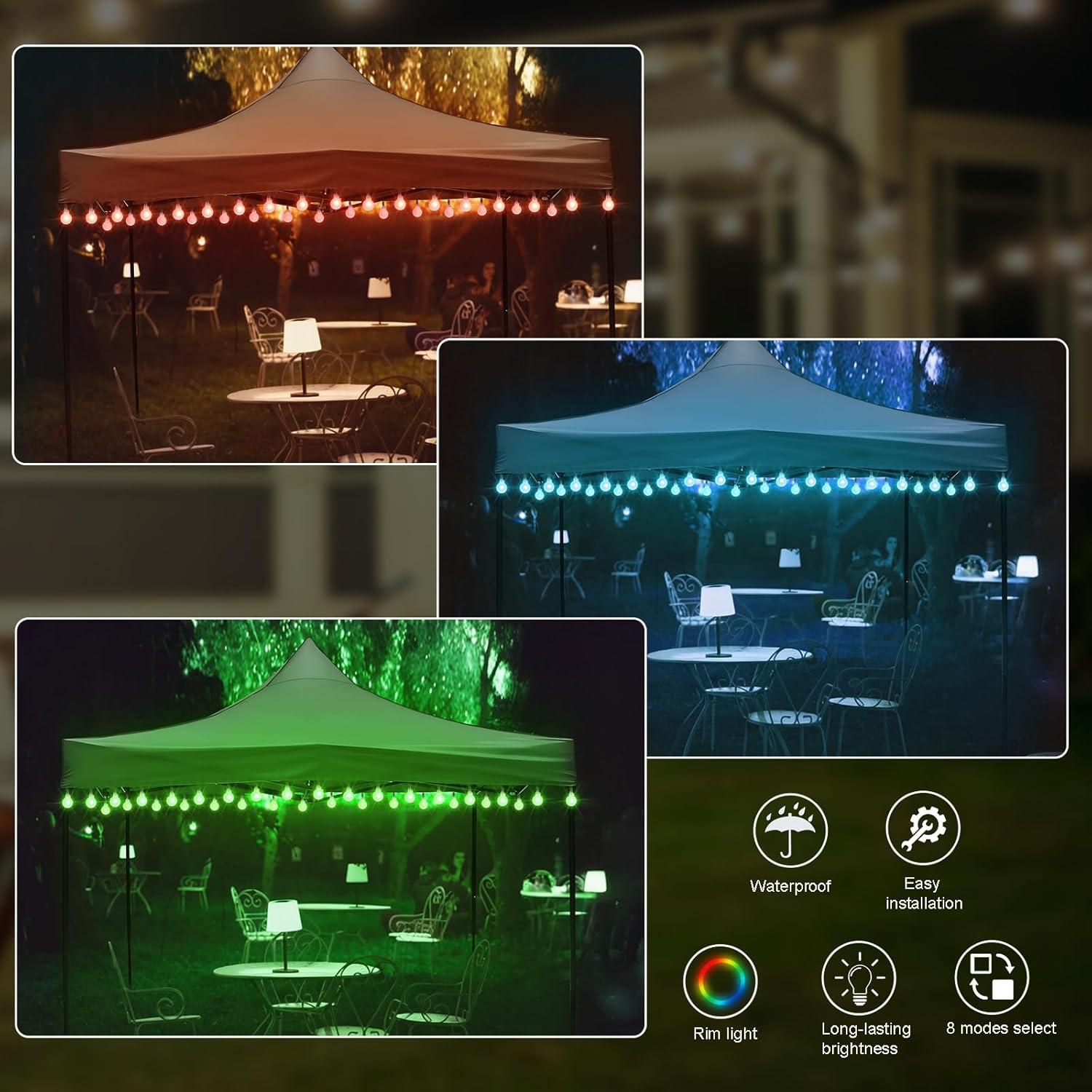 Luces de Canopy LED Eliteemo 40 Pies 80 Bombillas 16 Colores