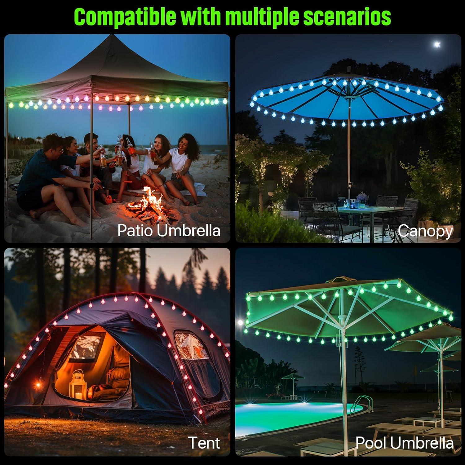 Luces de Canopy LED Eliteemo 40 Pies 80 Bombillas 16 Colores