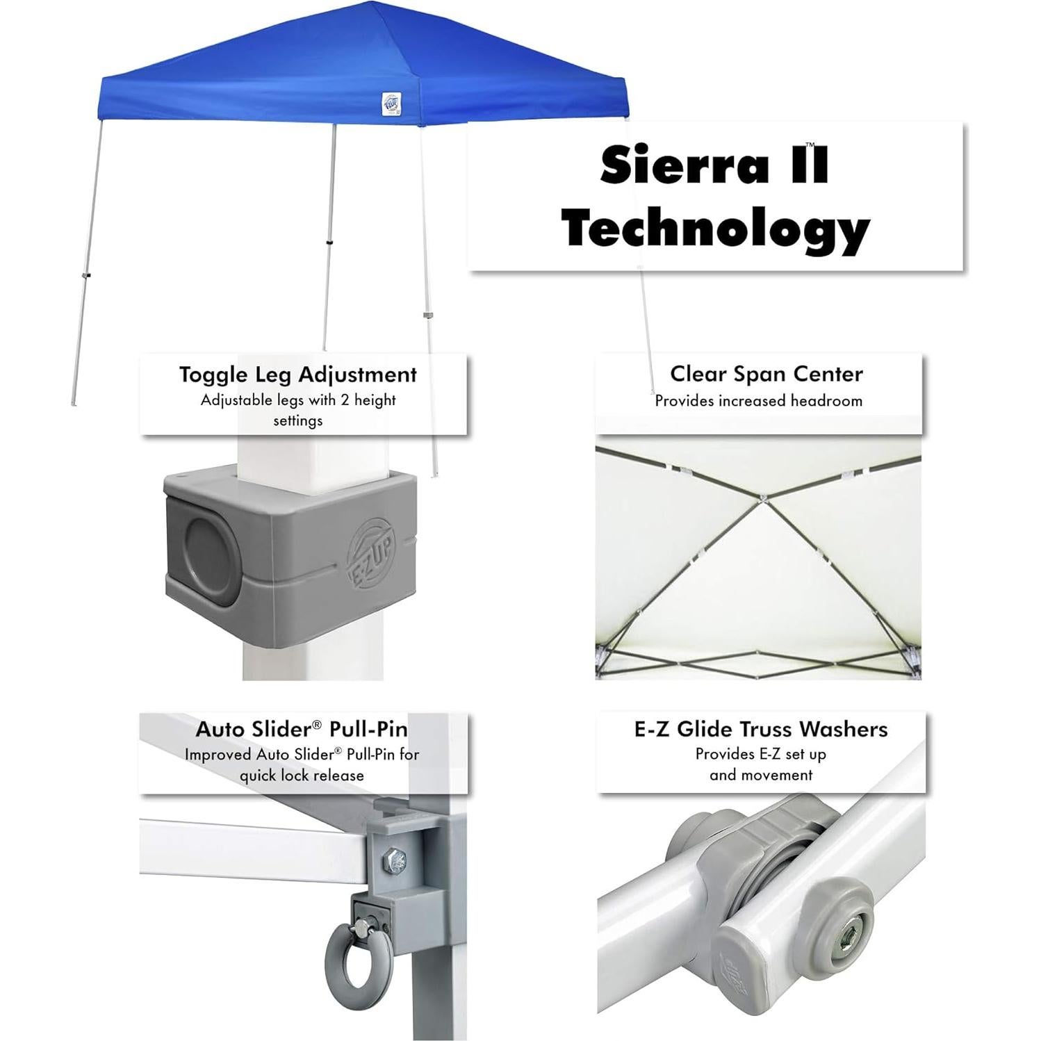 Refugio Instantáneo E-Z UP Sierra II 3.05m x 3.05m Azul