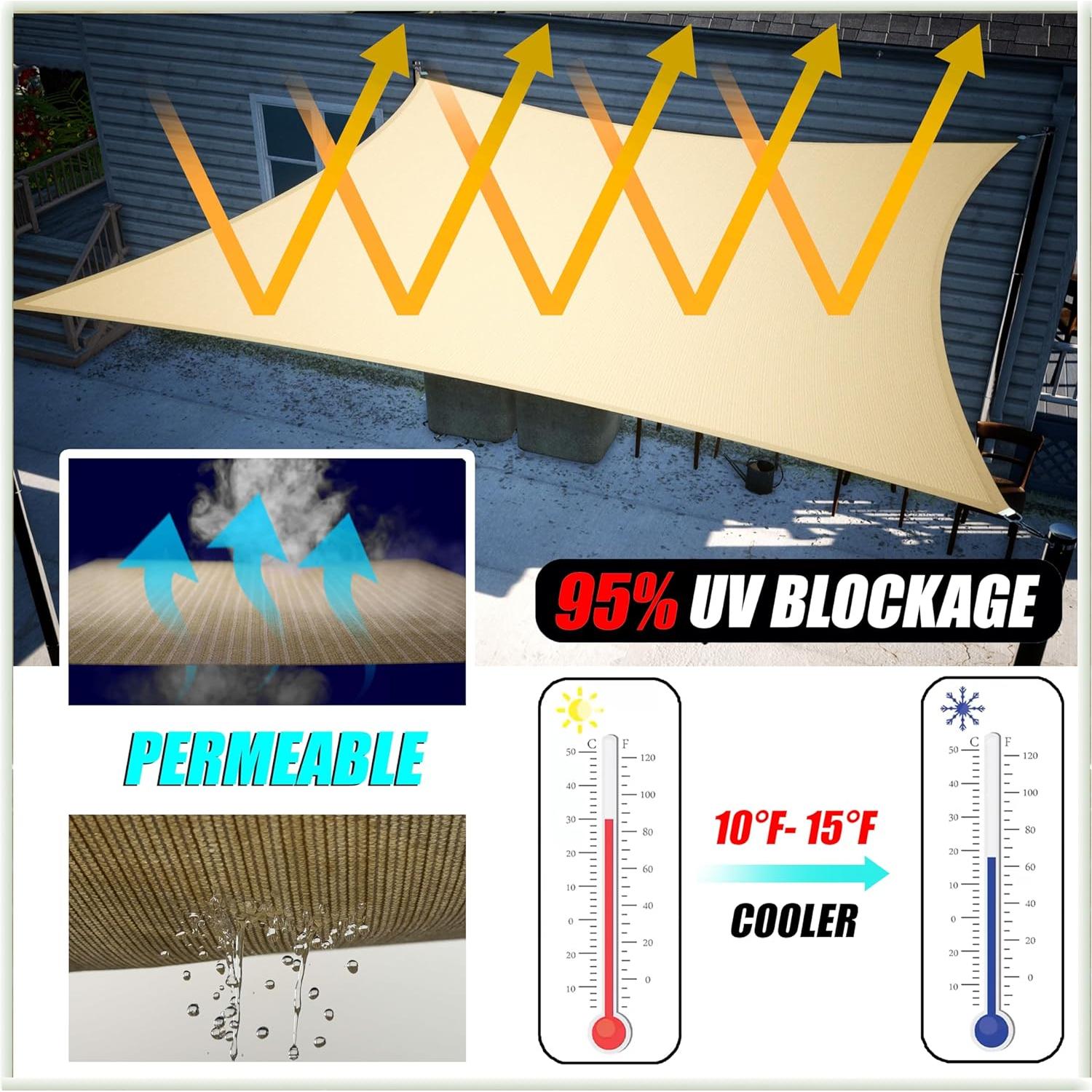 Vela de Sombra Triangular Amgo 5.49m Blanca UPF50+ 95% UV