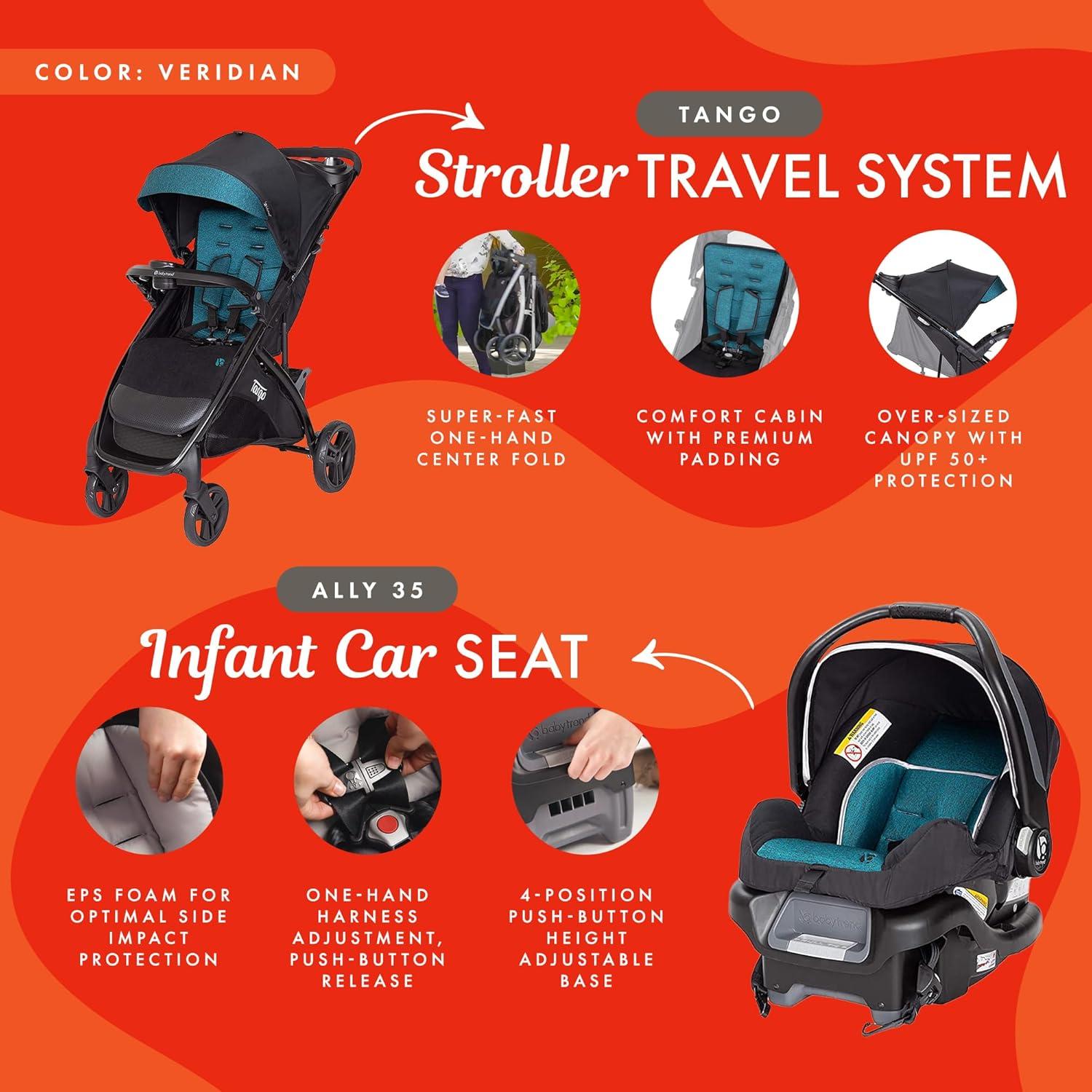Sistema de Viaje Baby Trend Tango con Asiento Ally, Veridian