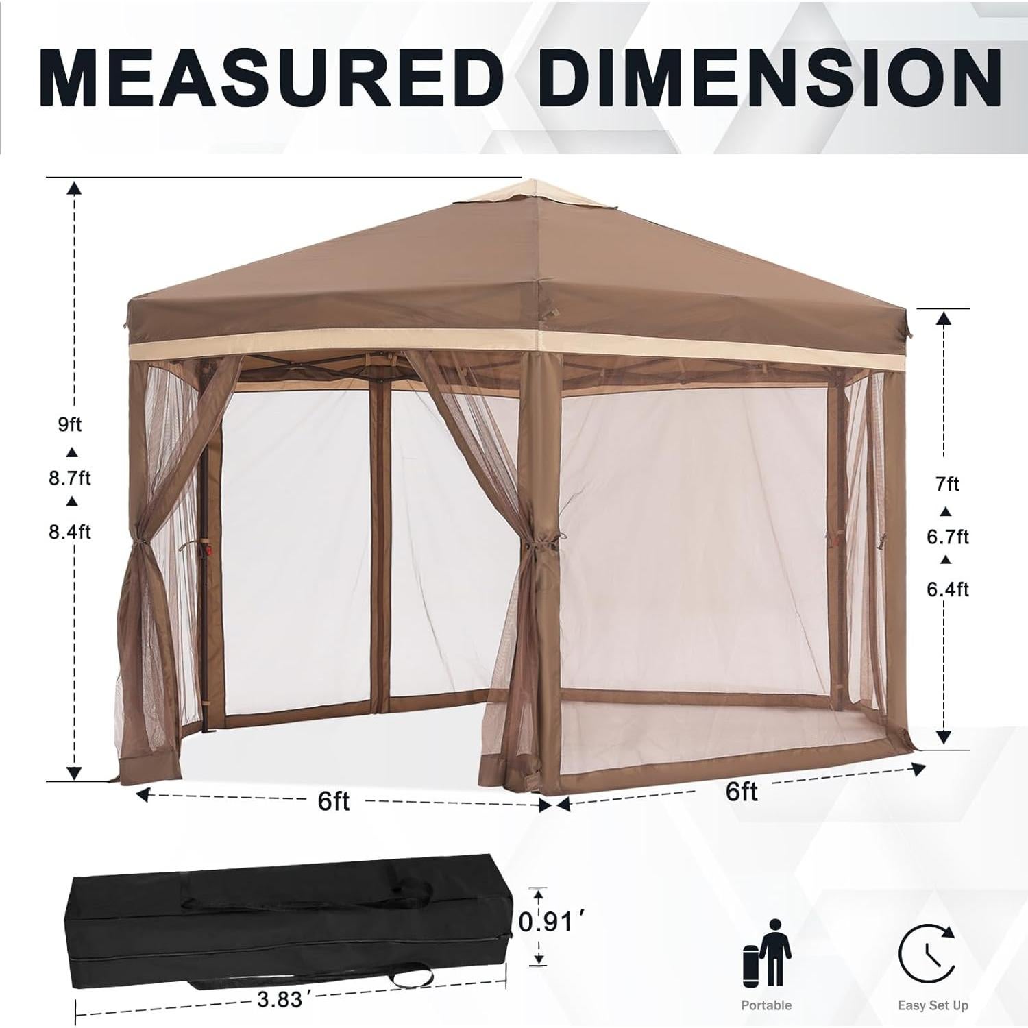 Carpa Plegable COOSHADE 3x3.6m con Mosquitera y UPF 50+