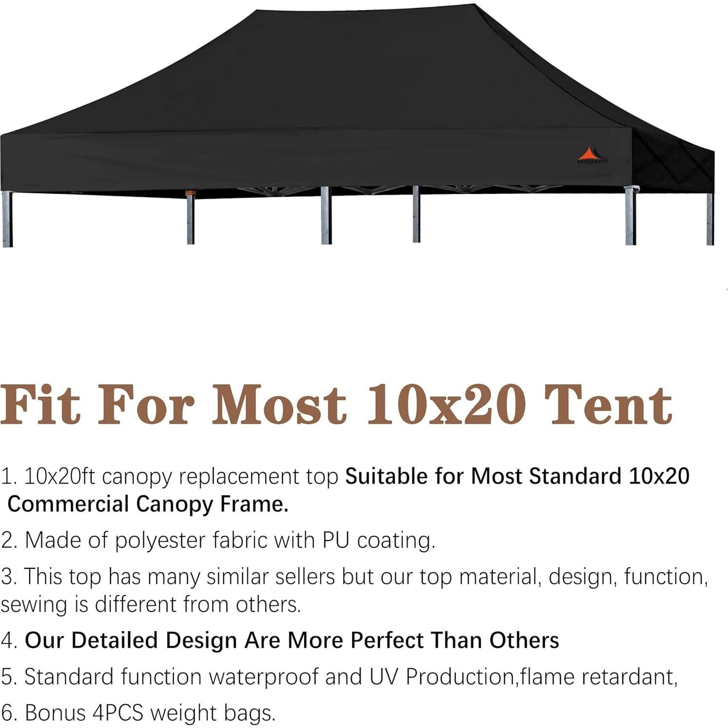 Cubierta de Carpa SCOCANOPY 10x20m Impermeable Negra