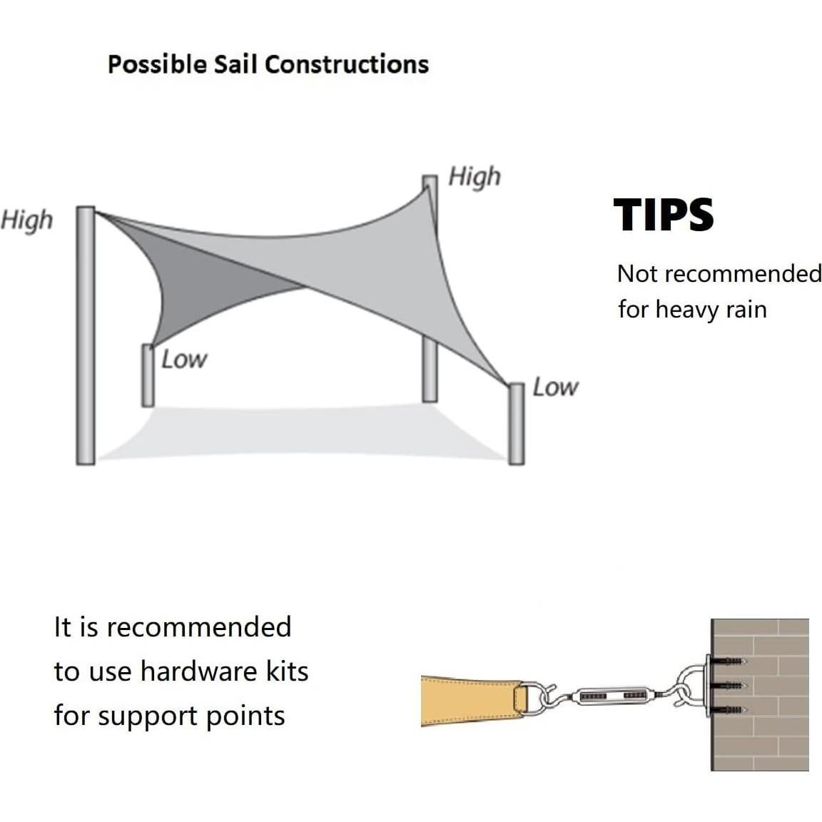 Toldo Sombra Rectangular AsterOutdoor 1.83m x 3.05m Bloqueo UV