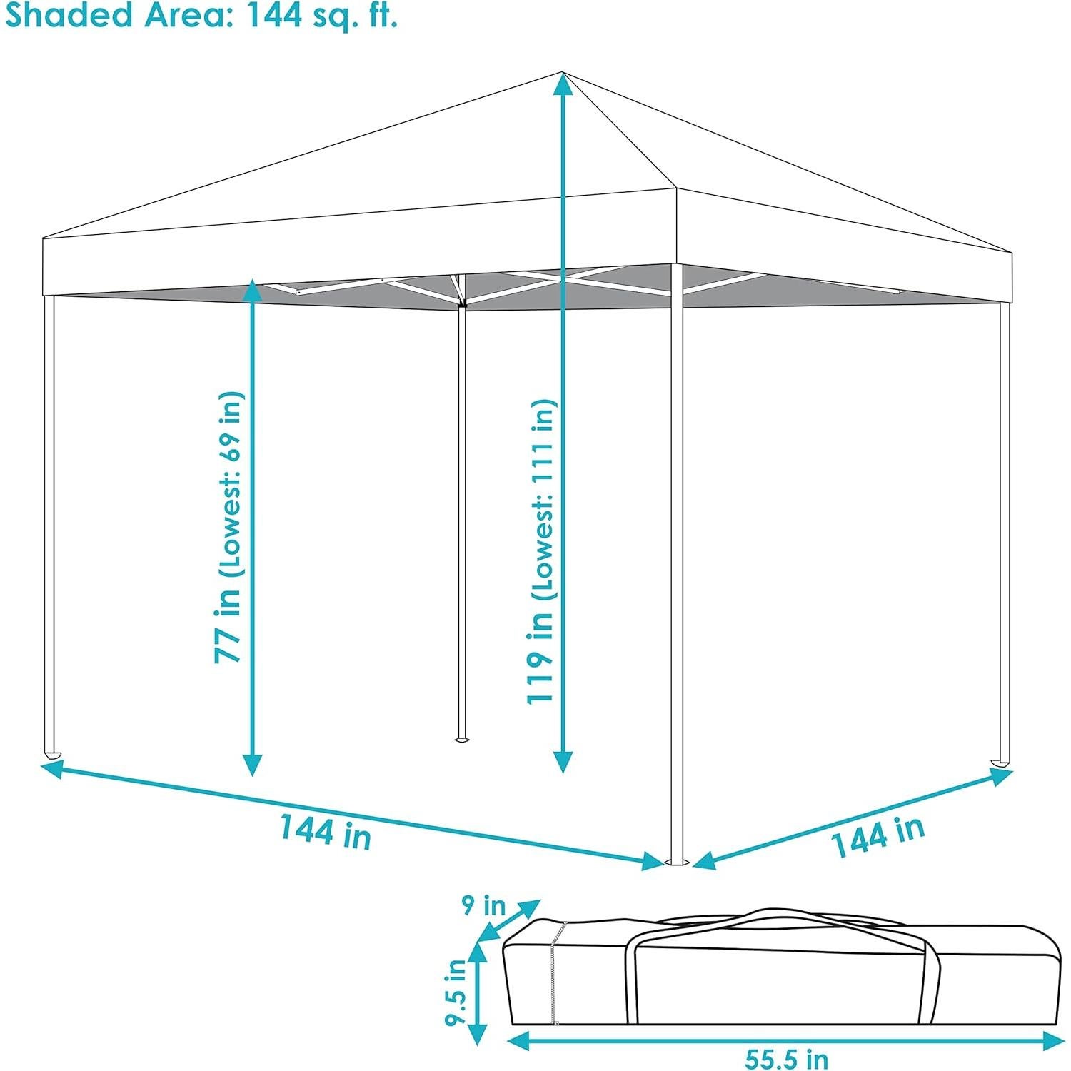 Carpa Plegable Sunnydaze 3.66x3.66m Gris con Bolsa de Transporte