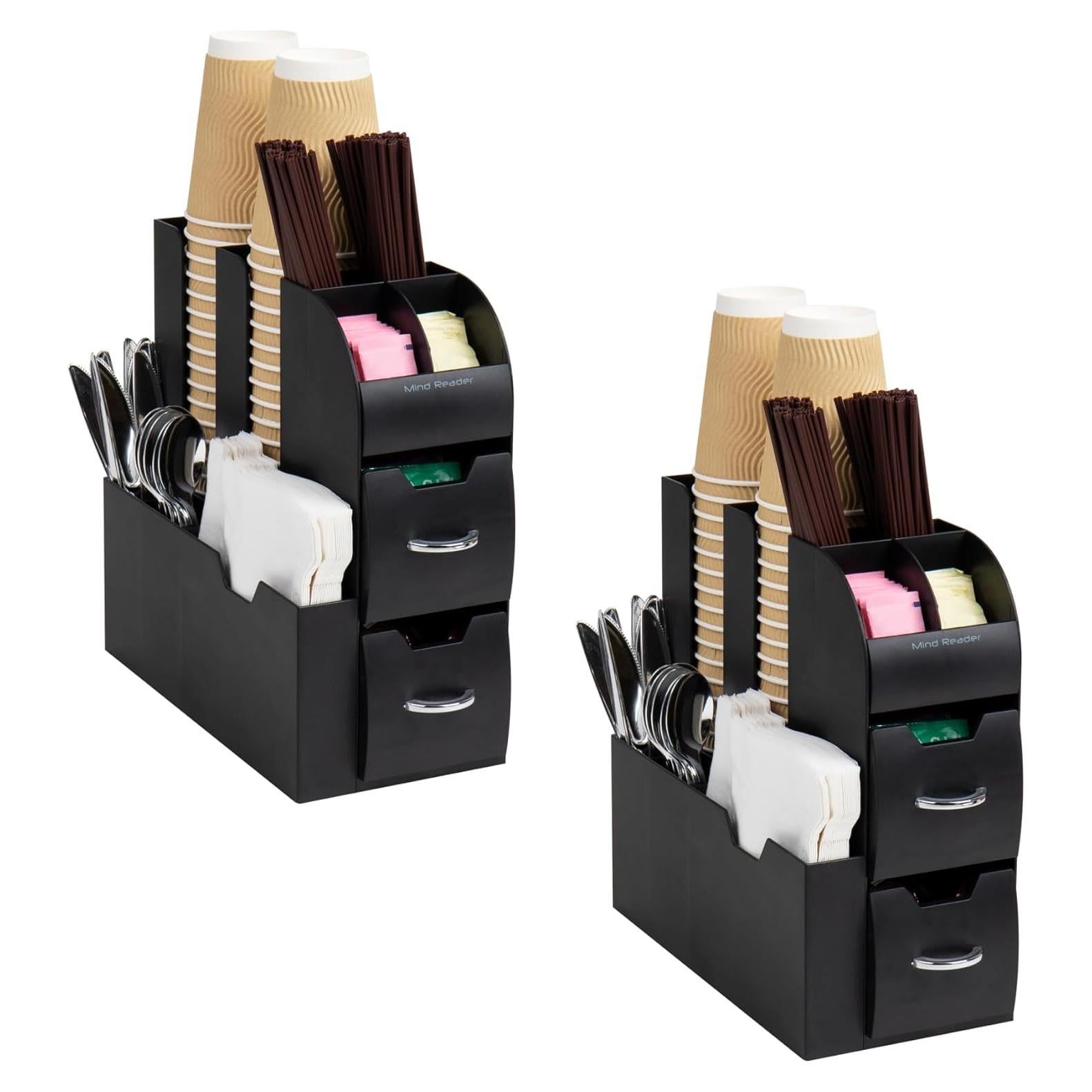 Organizador de Café y Tazas Mind Reader, Juego de 2, Negro