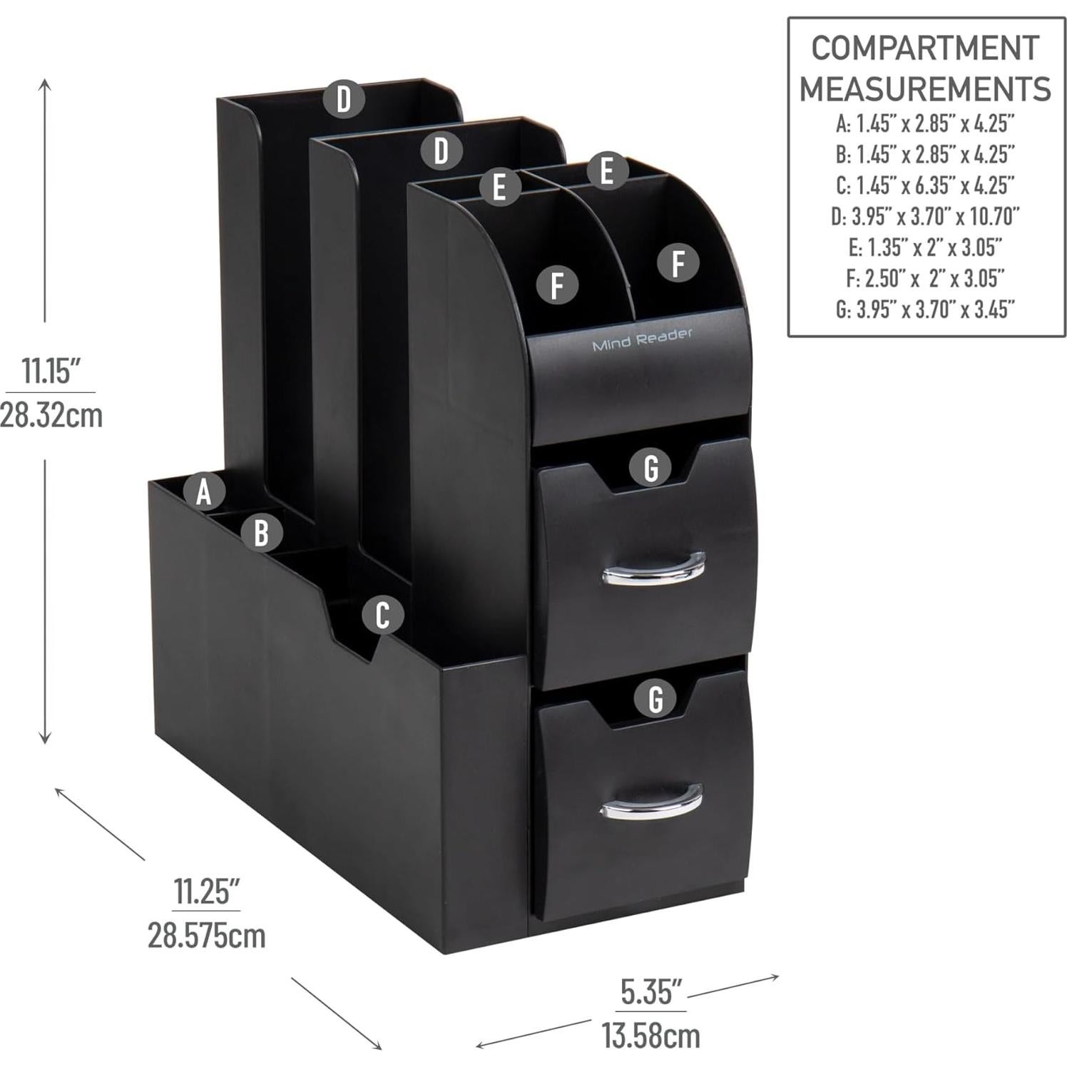 Organizador de Café y Tazas Mind Reader, Juego de 2, Negro