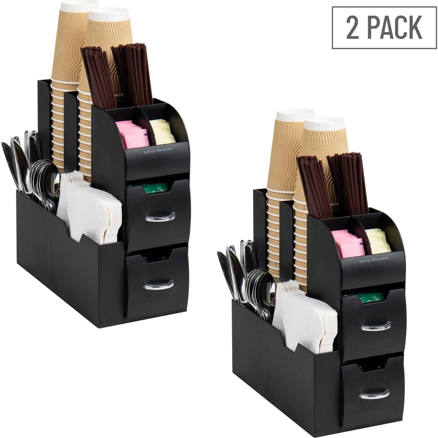 Organizador de Café y Tazas Mind Reader, Juego de 2, Negro