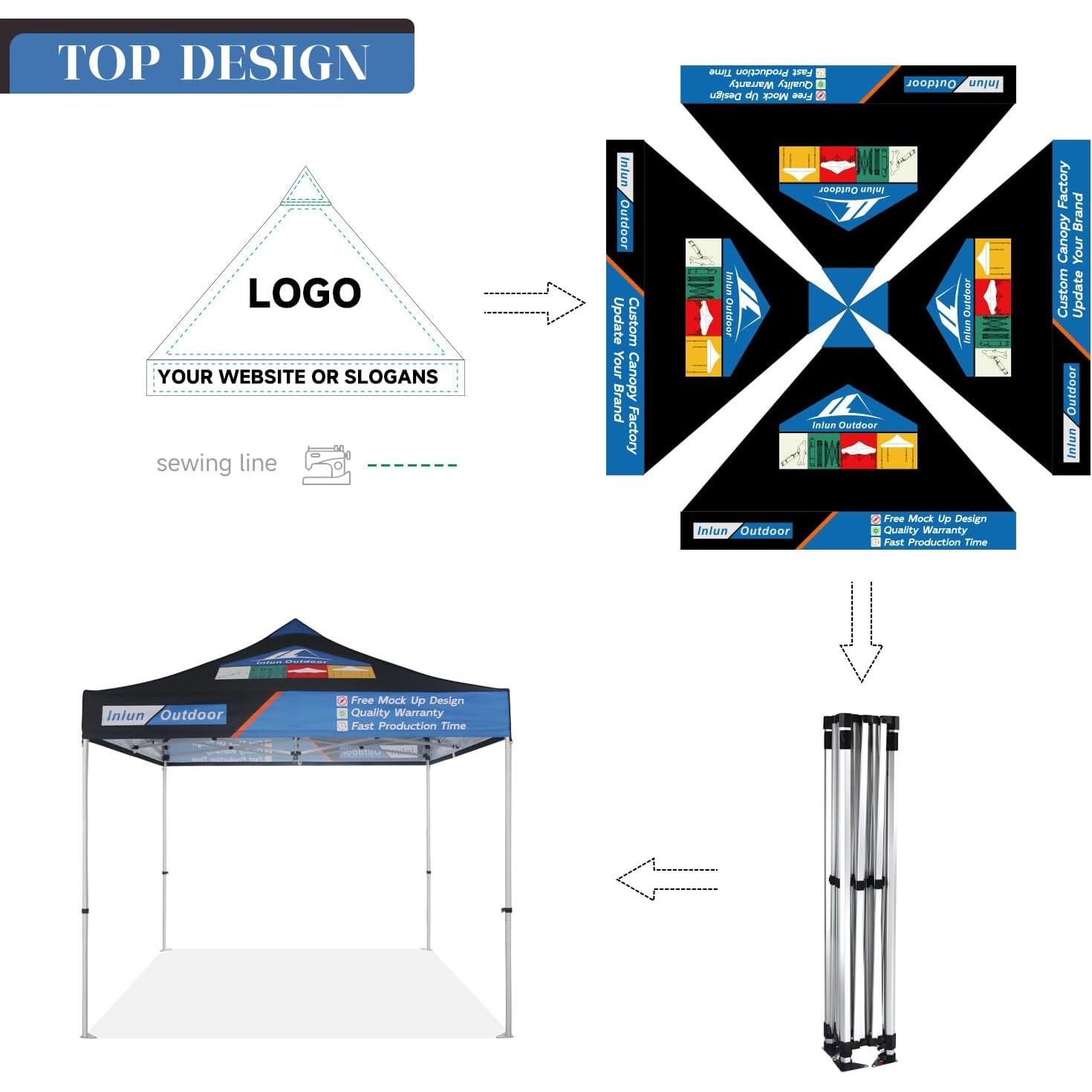 Carpa Pop Up 3x3m Inlun Outdoor Negra Impermeable con Bolsa