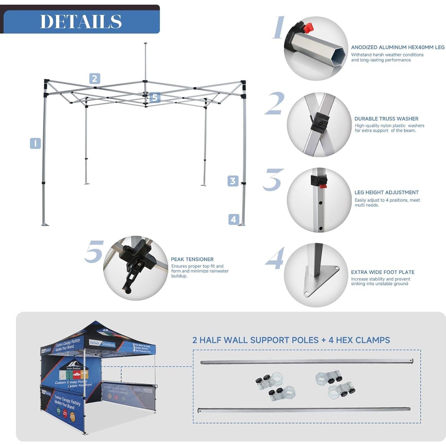 Carpa Pop Up 3x3m Inlun Outdoor Negra Impermeable con Bolsa