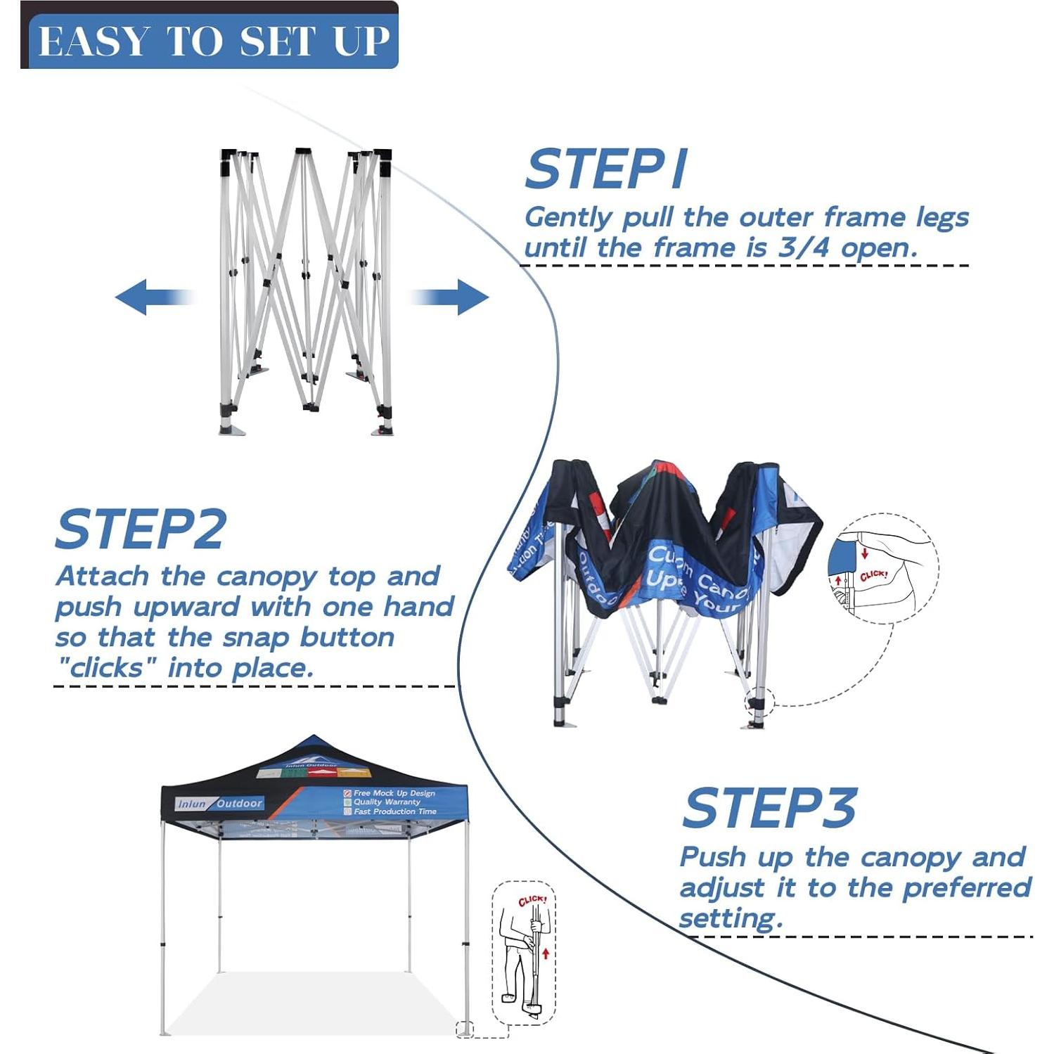 Carpa Pop Up 3x3m Inlun Outdoor Negra Impermeable con Bolsa