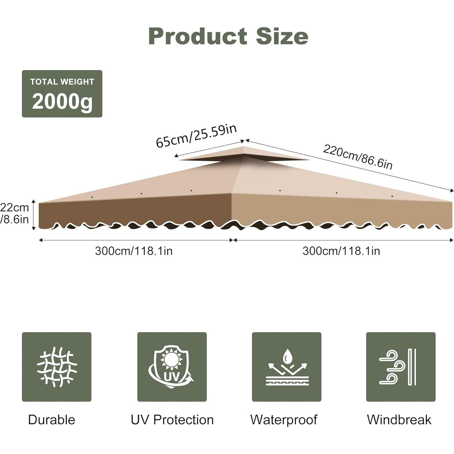 Cubierta de Dosel Reemplazo Qdreclod 10x10 Caqui Impermeable