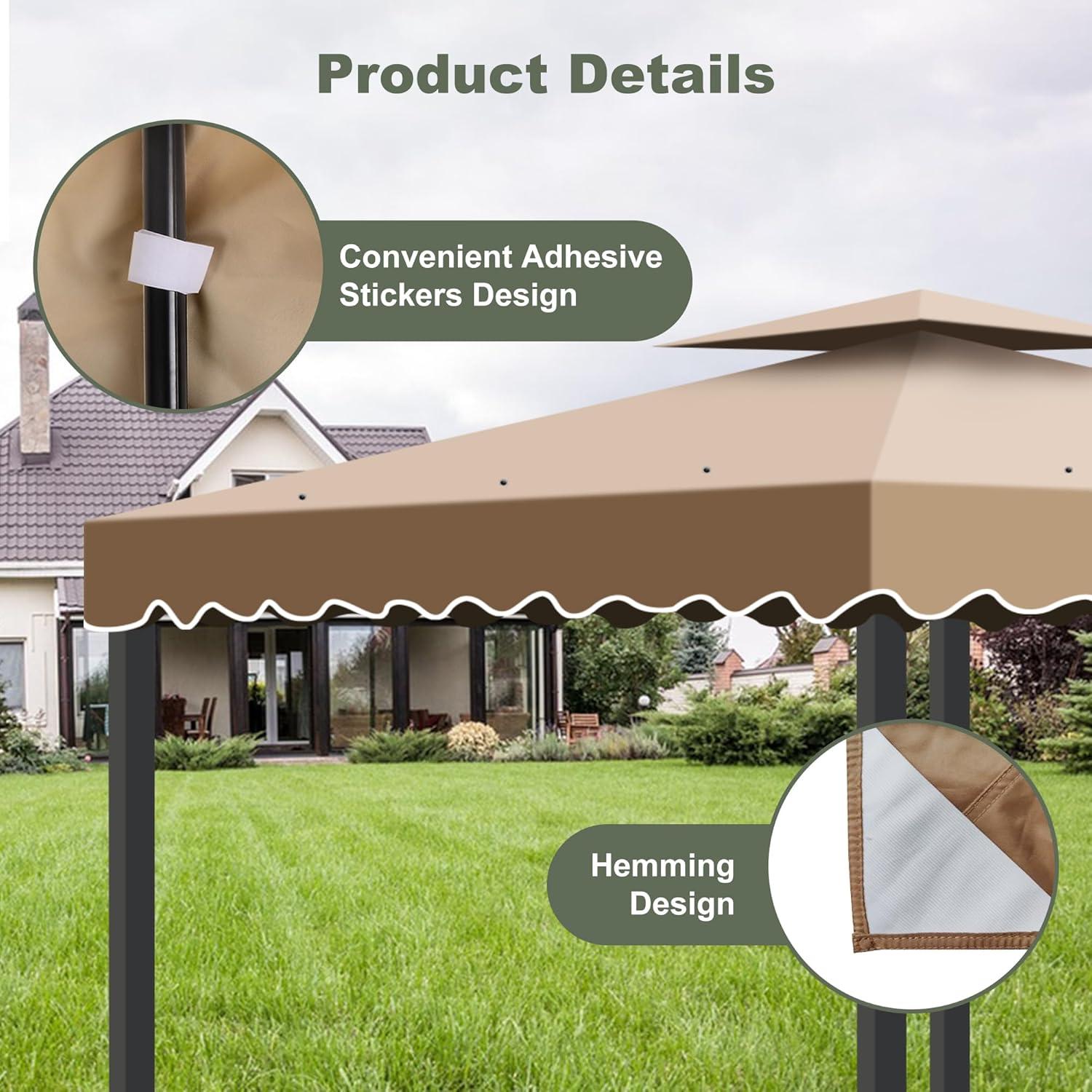 Cubierta de Dosel Reemplazo Qdreclod 10x10 Caqui Impermeable