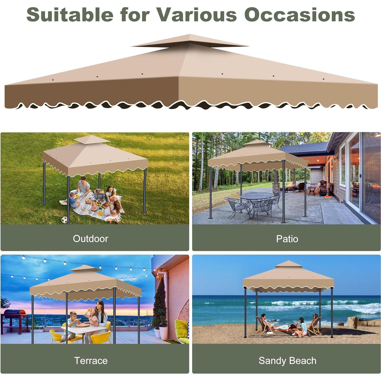 Cubierta de Dosel Reemplazo Qdreclod 10x10 Caqui Impermeable