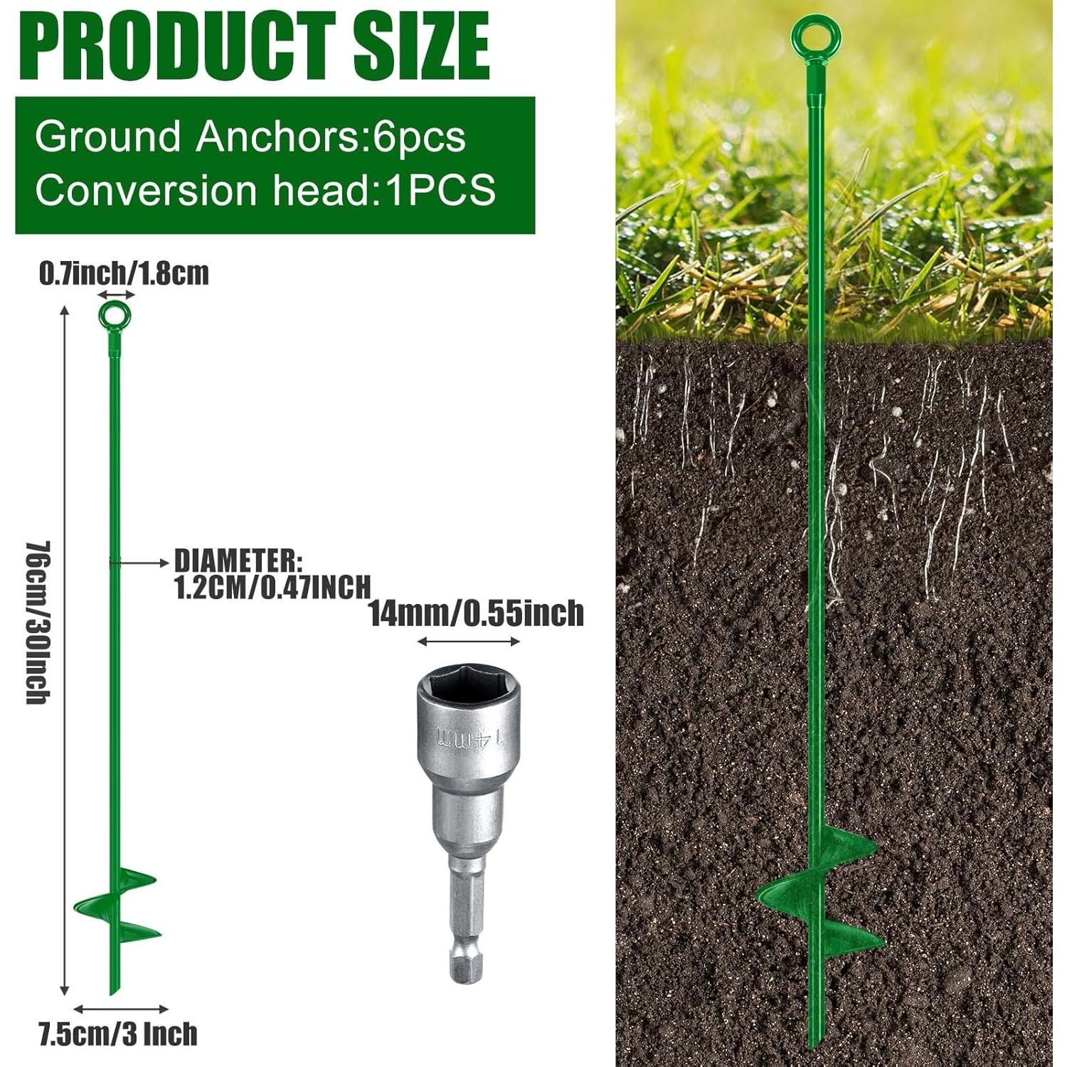 Kit de Anclaje Metálico Lasnten 6 Pcs 76 cm para Camping