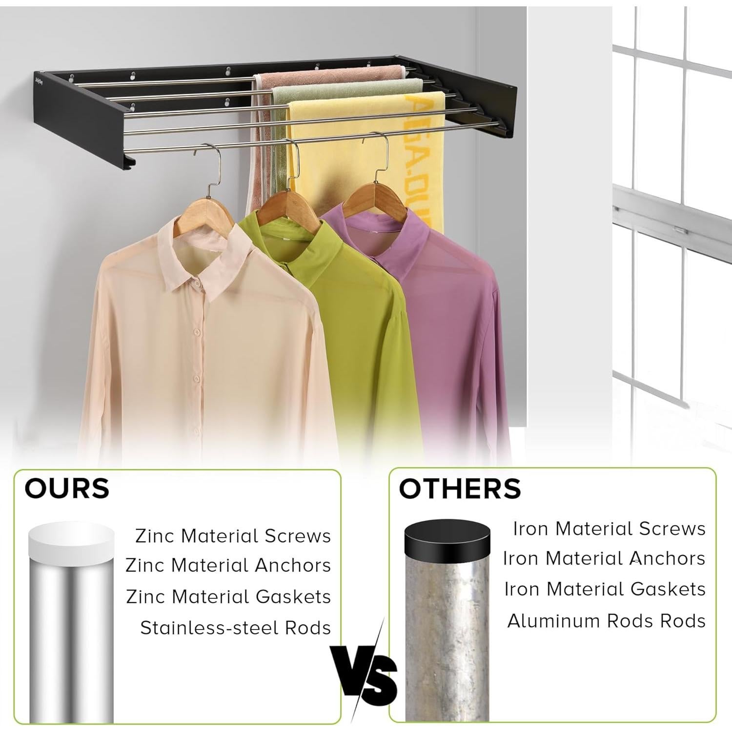 Soporte de Secado de Ropa Plegable JolyBay 80 cm Acero Inoxidable