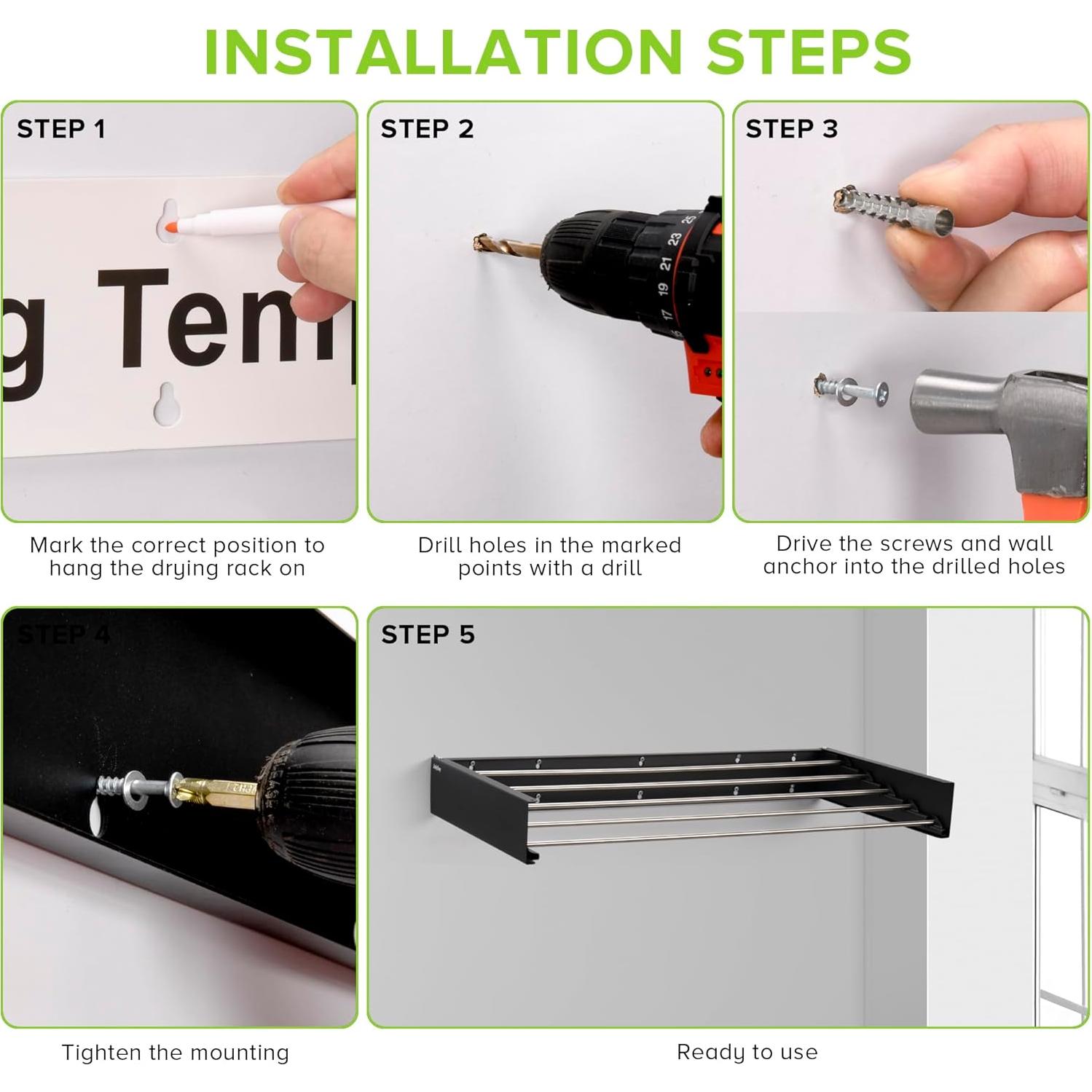 Soporte de Secado de Ropa Plegable JolyBay 80 cm Acero Inoxidable