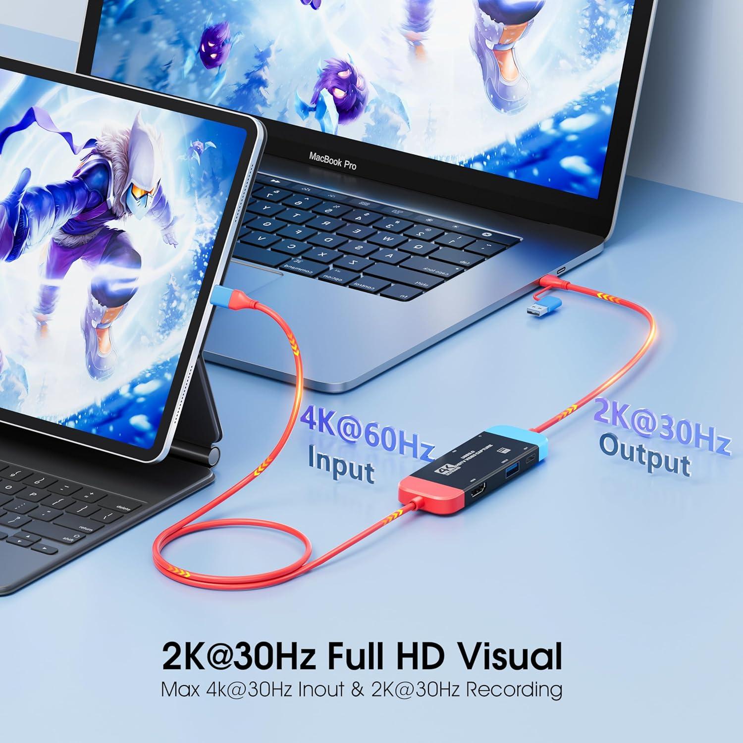 Tarjeta de Captura GKEAPZA USB C 4K 100W para Juegos y Streaming