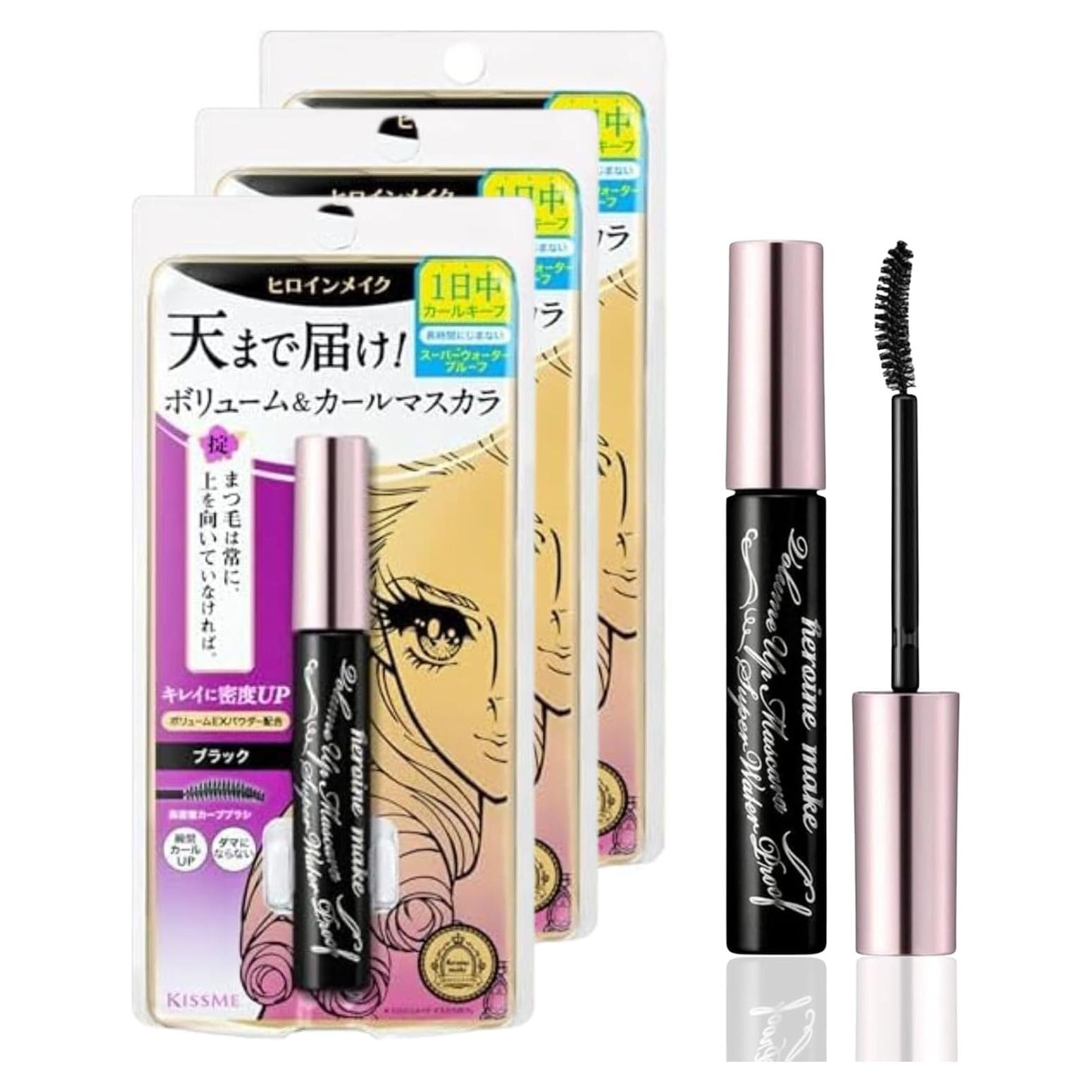 Máscara Volumen Impermeable KissMe Heroine Make - 3 Unidades