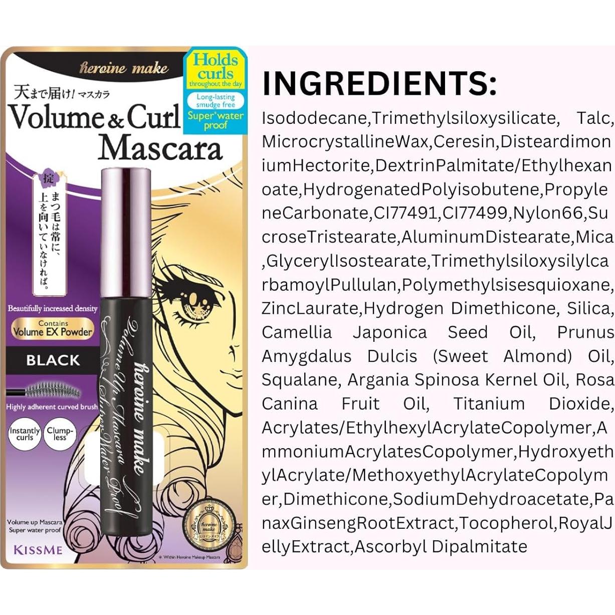 Máscara Volumen Impermeable KissMe Heroine Make - 3 Unidades