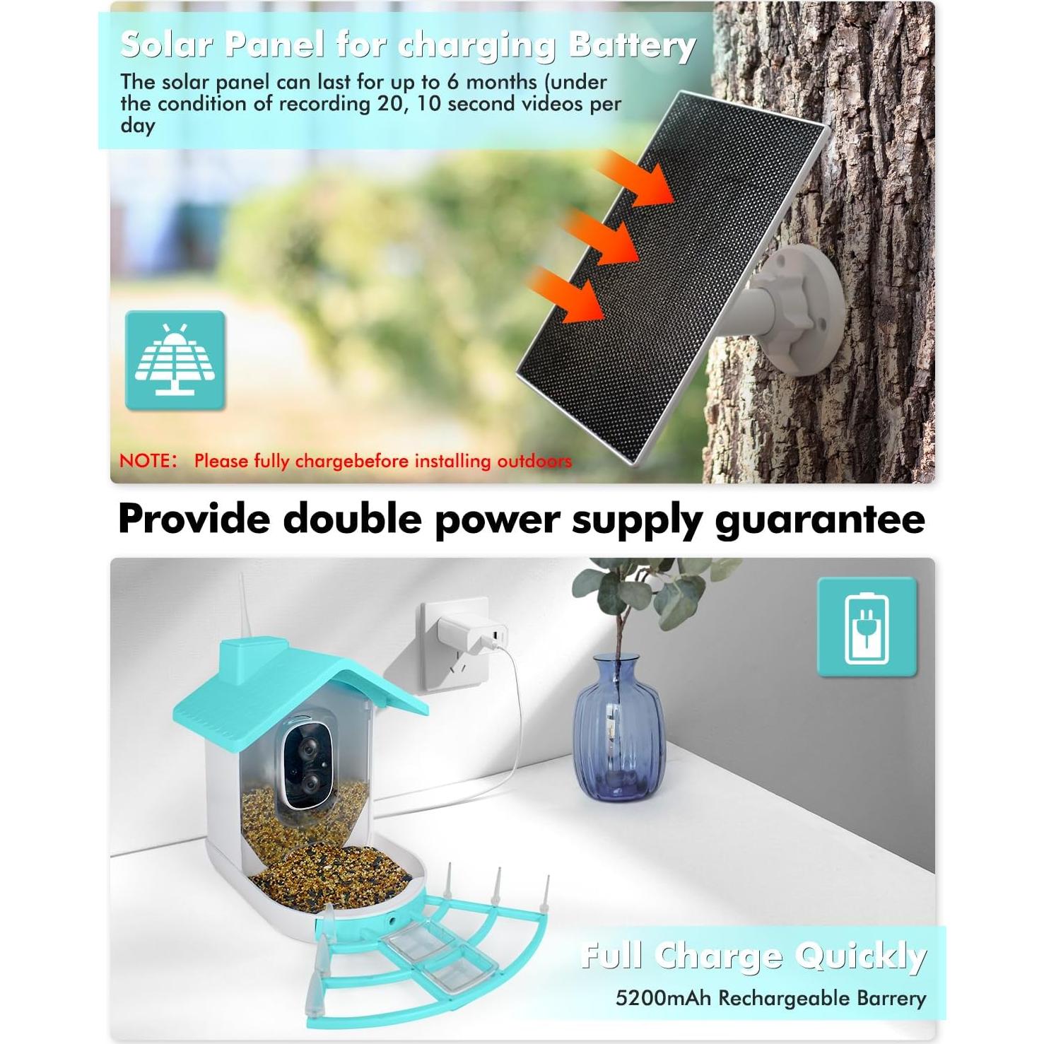 Comedero Inteligente para Aves XimaoEase 1.5L HD AI Solar