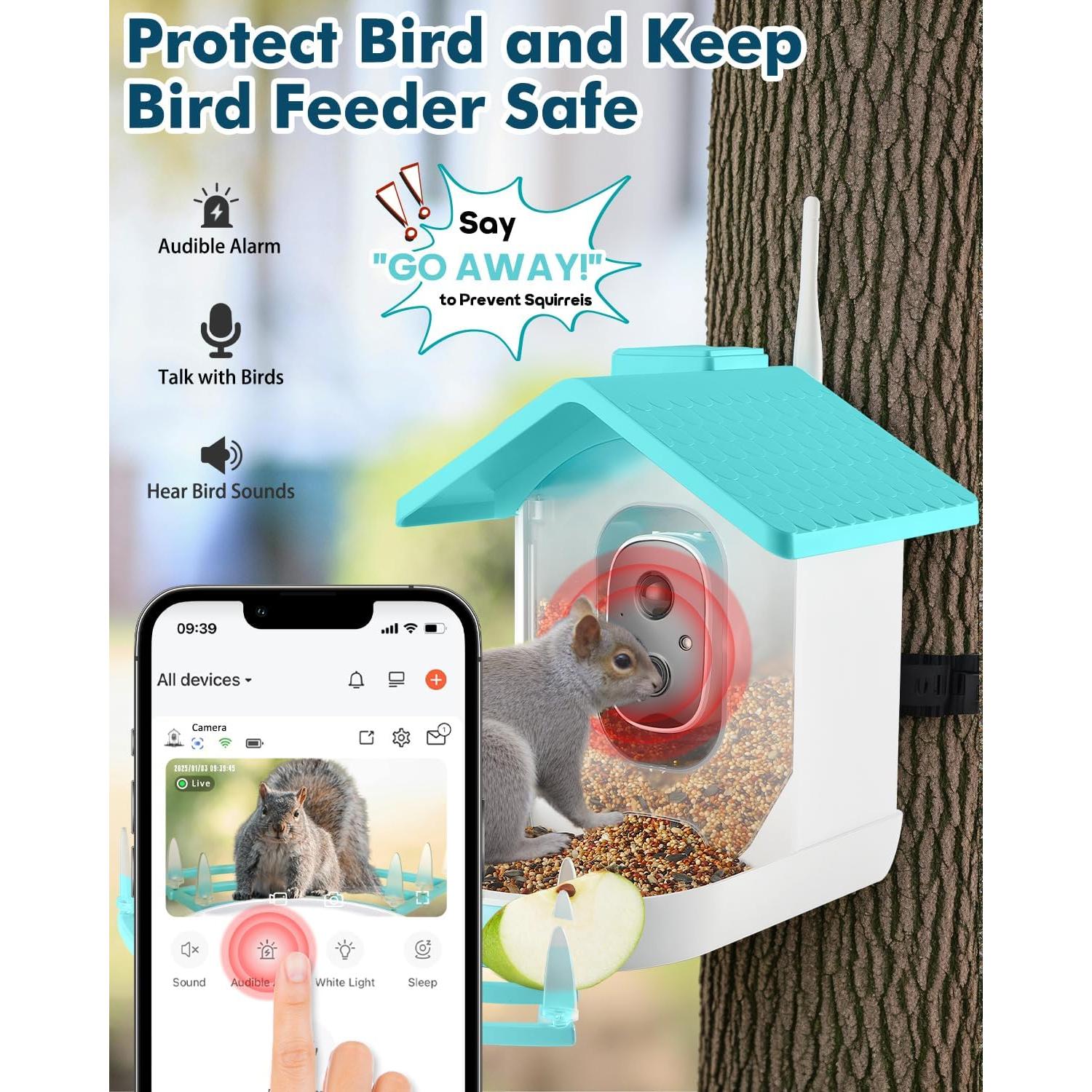 Comedero Inteligente para Aves XimaoEase 1.5L HD AI Solar