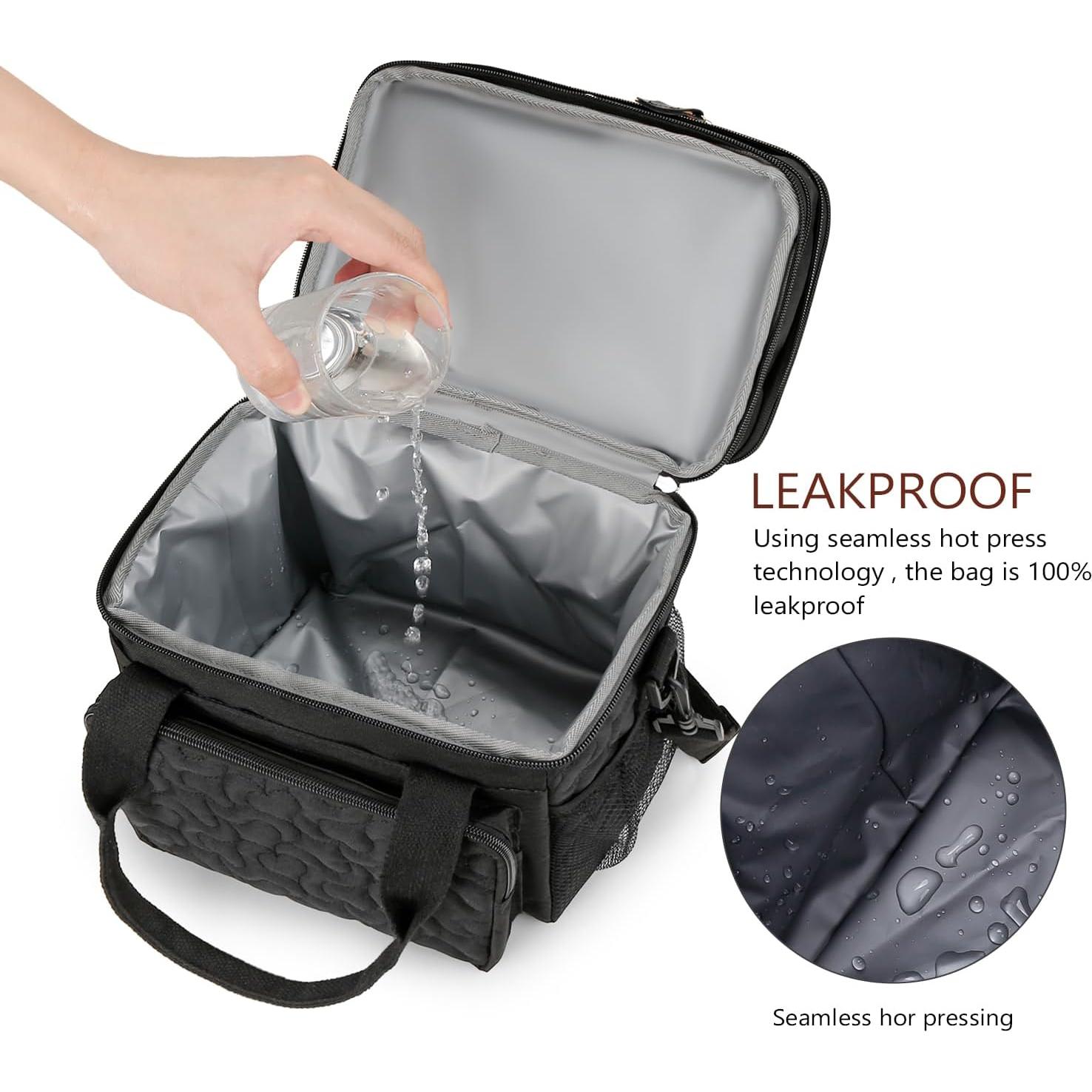 Bolsa de Almuerzo Aislada MOV COMPRA Negra Doble Nivel 48.3x20.3x26.7cm