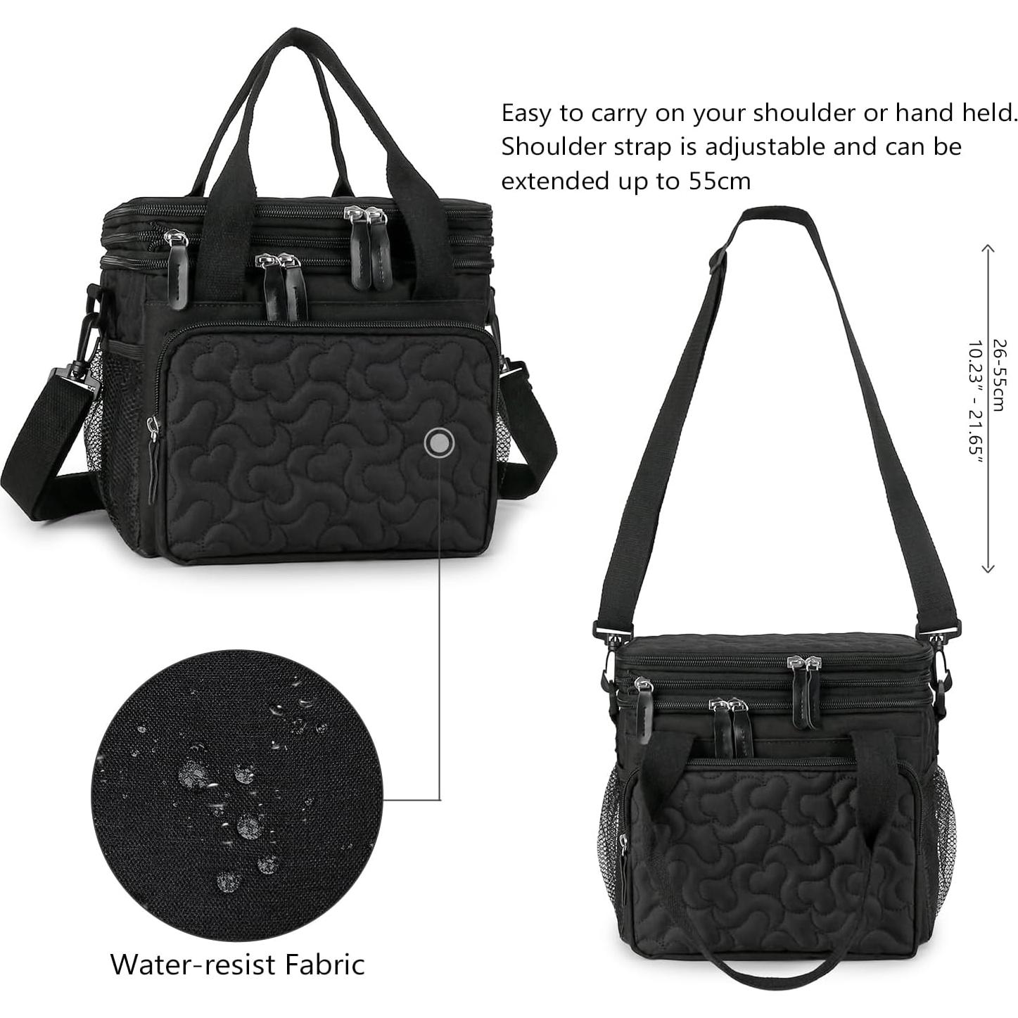 Bolsa de Almuerzo Aislada MOV COMPRA Negra Doble Nivel 48.3x20.3x26.7cm